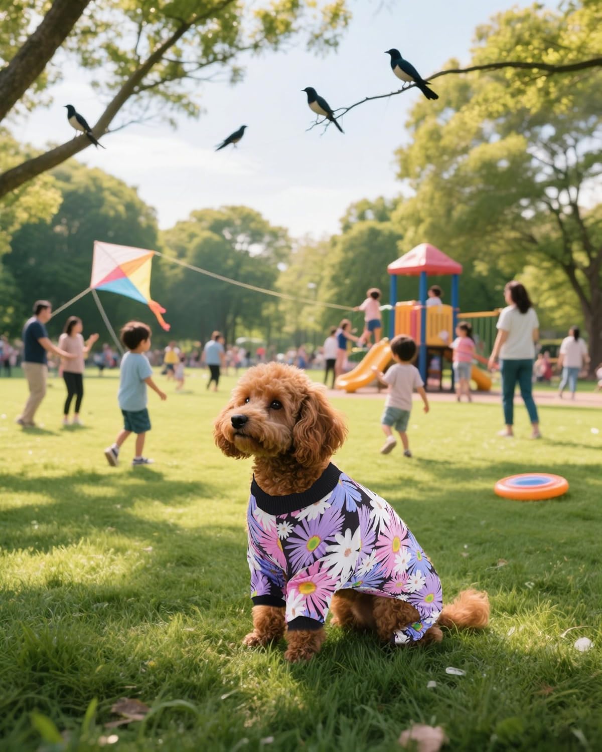 PET SHOW 4 Pack Small Dog Pajamas Girl Doggies Soft Stretchy PJs Paw Floral Puppy Cats Doughnut Ice Cream Onesies Outfits with Sleeve Pets Breathable Summer Clothes Costume S
