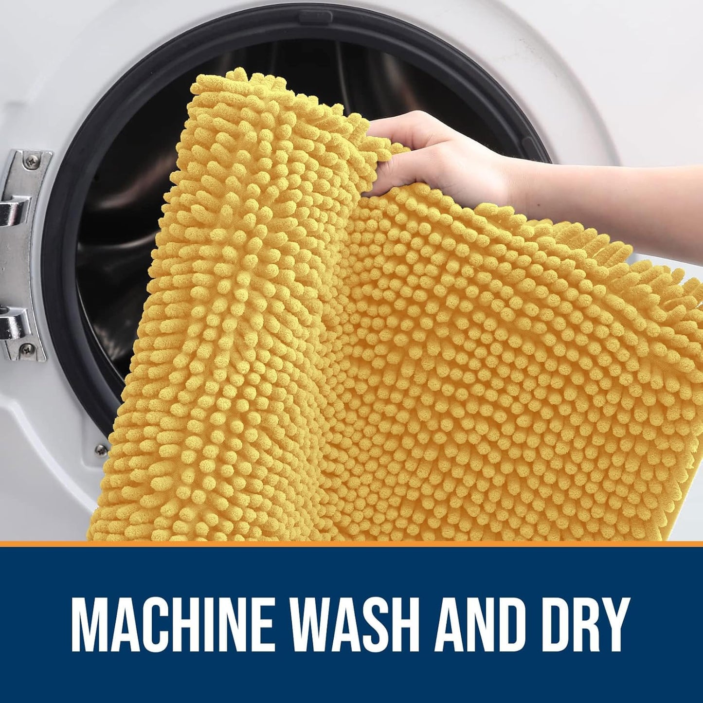 OLANLY Dog Door Mat for Muddy Paws 30x20, Absorbs Moisture and Dirt, Absorbent Non-Slip Washable Doormat, Quick Dry Chenille Mud Mat for Dogs, Entry Indoor Entryway Carpet for Inside Floor, Yellow