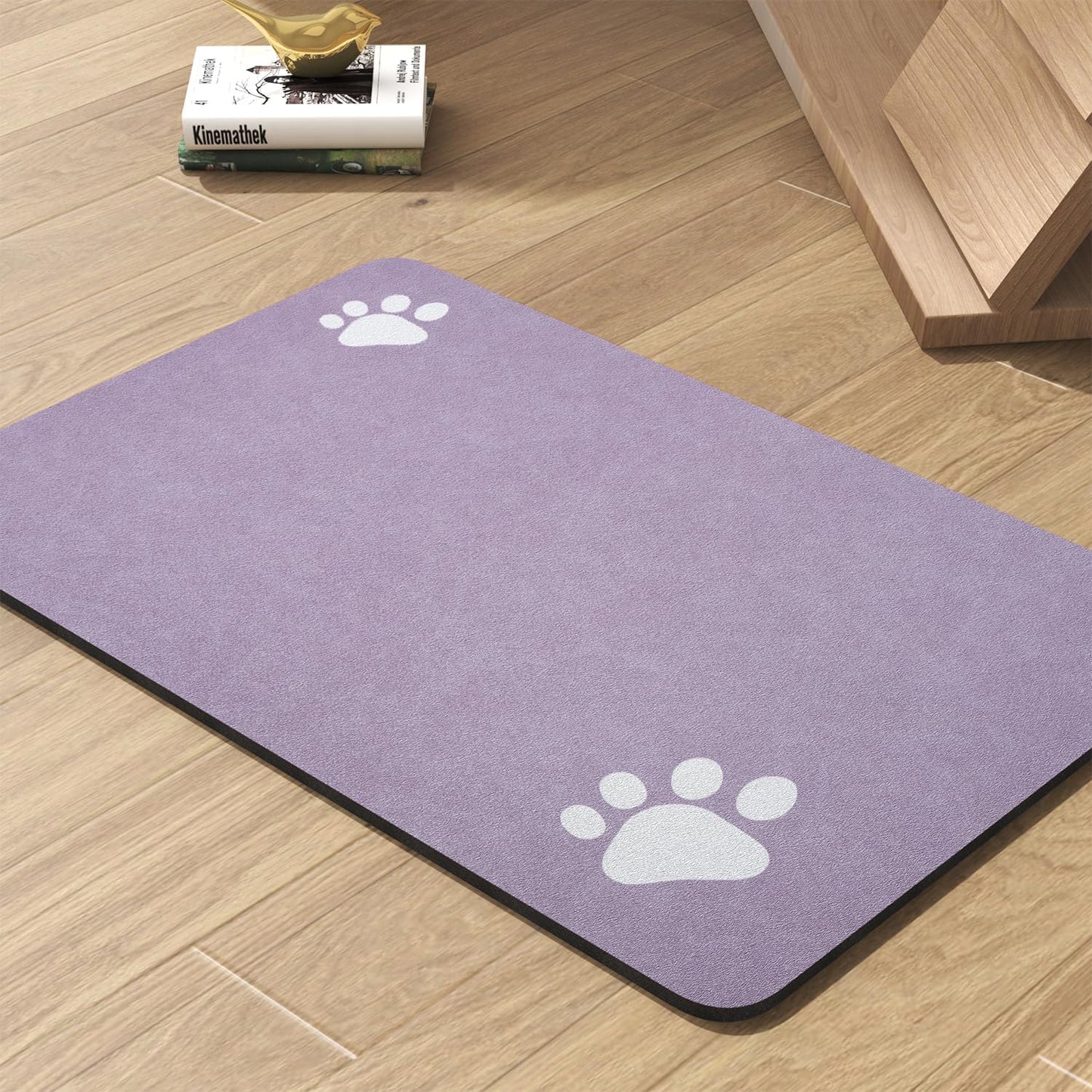 Pet Feeding Mat-Absorbent Dog Mat for Food and Water Bowl-No Stains Quick Dry Water Dispenser Mat-Dog Accessories Pet Supplies-Bowl for Messy Drinkers（Purple,17"x28"