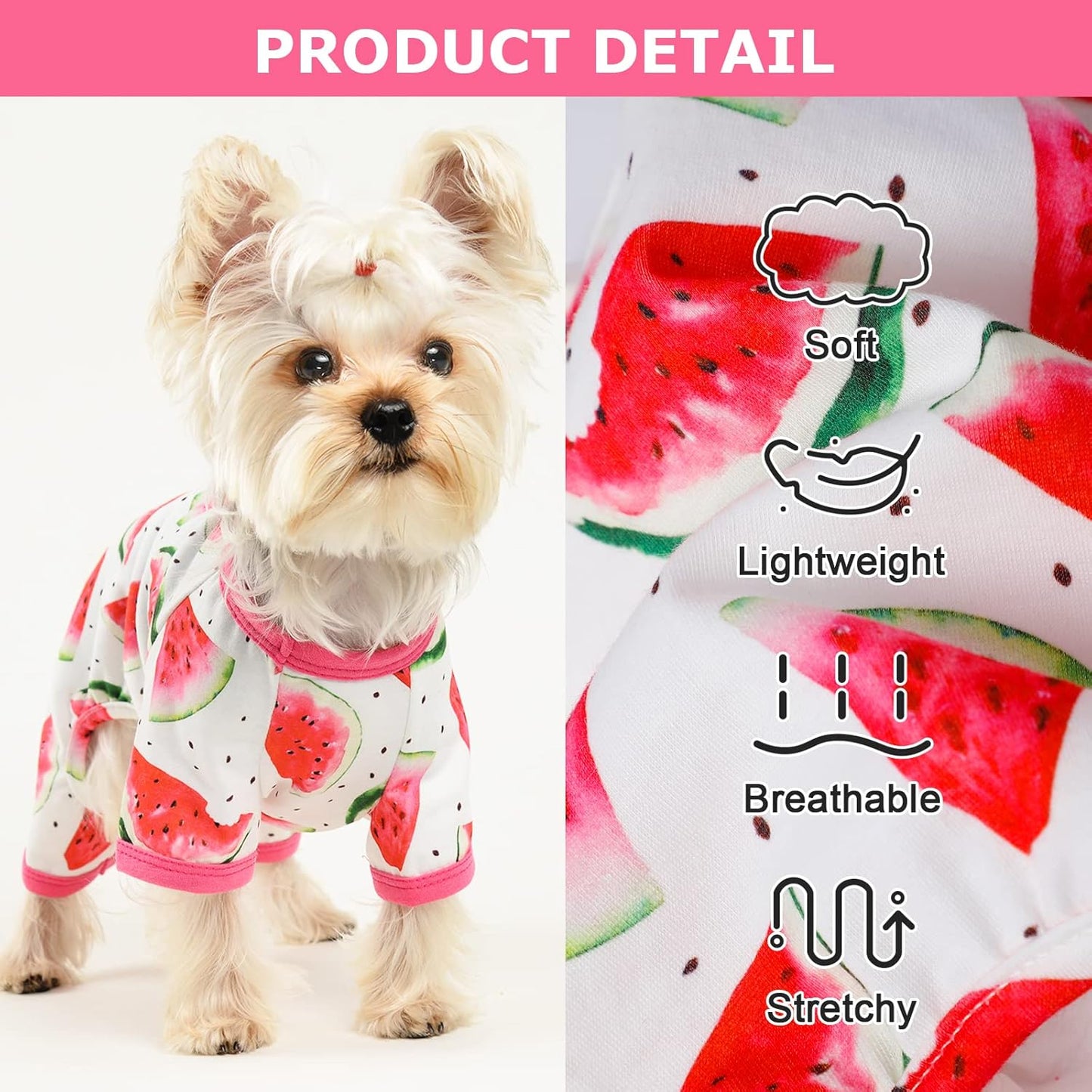 Dog Pajamas PSJ Dog Clothes for Medium Dogs Girl Summer Girl French Bulldog,Dachshund,Shih Tzu, Pug,Schnauzer - Pet Puppy Cat Apparel Dog Outfits Pjs Onesies, XXL