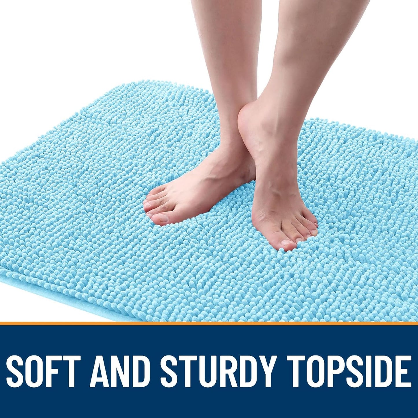 OLANLY Dog Door Mat for Muddy Paws 30x20, Absorbs Moisture and Dirt, Absorbent Non-Slip Washable Doormat, Quick Dry Chenille Mud Mat for Dogs, Entry Indoor Entryway Carpet for Inside Floor, Blue