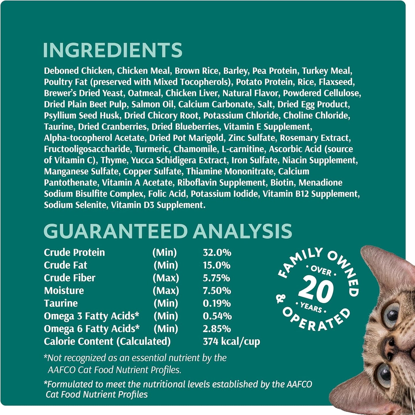 OPtimeal Indoor Cat Dry Food- Chicken & Brown Rice Healthy Recipe Cat Food Dry for Adult Cats - Proudly Ukrainian