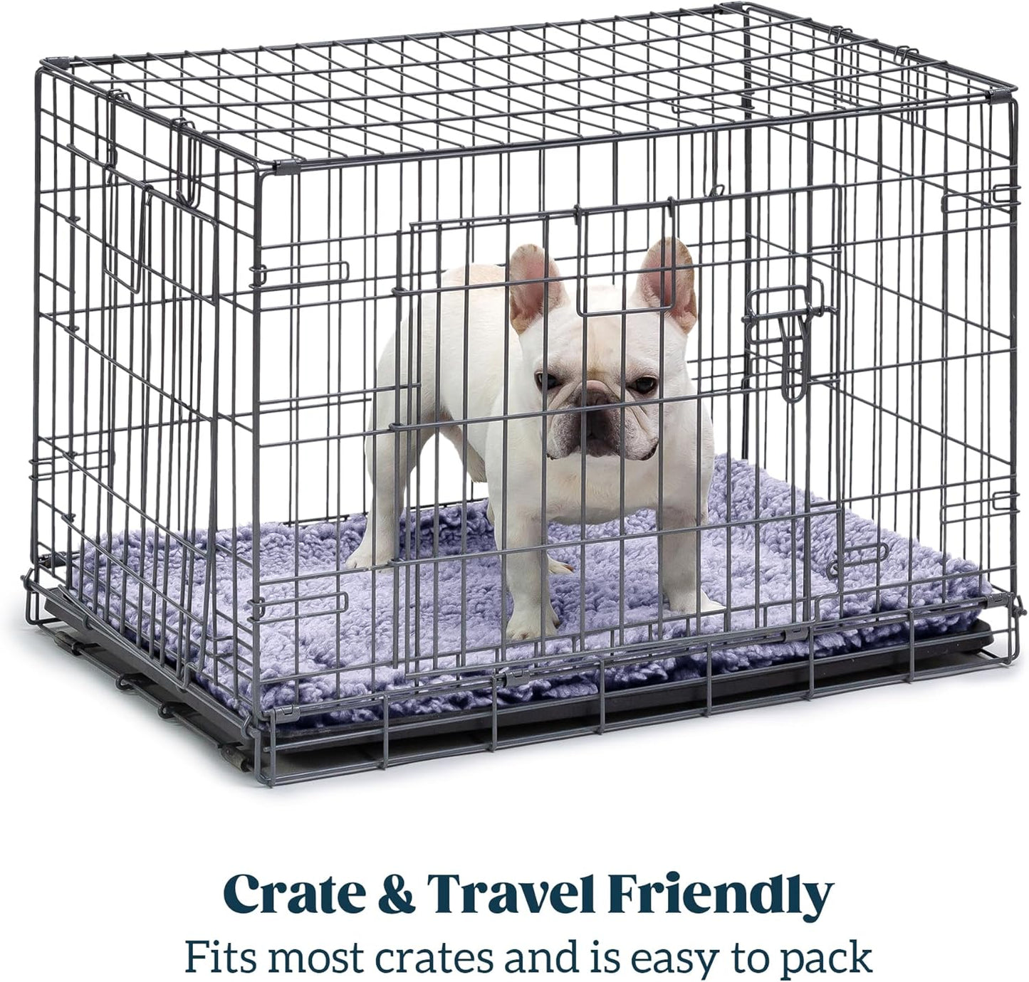 Stoutwool Indestructible Dog Bed - Fluffy Chew Proof Dog Crate Pad - Tough Kennel Pad for Aggressive Chewers - Ideal for Extra Large Breeds & Fits 48-Inch Crate - 47"x29", Jacaranda