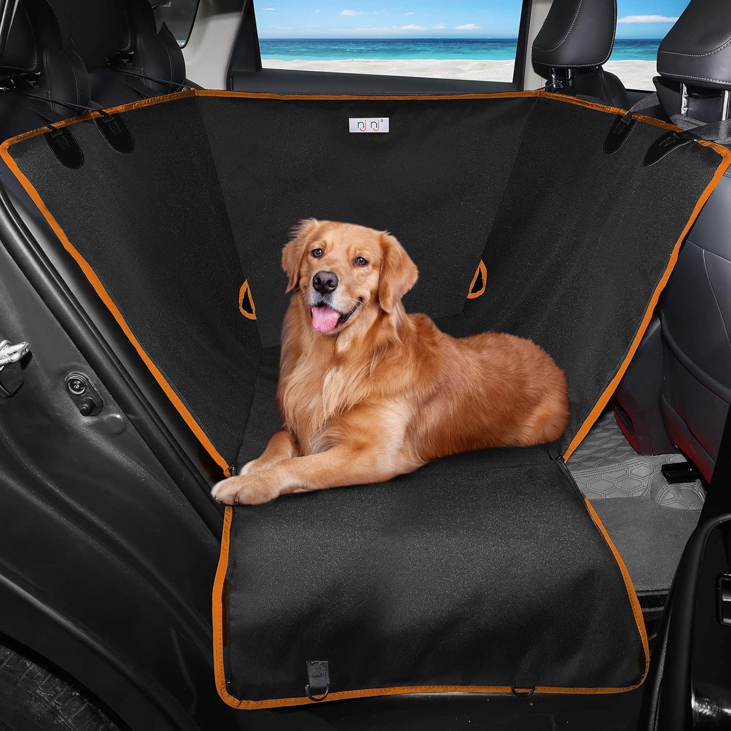 njnj Dog Car Seat Cover for Back Seat - Waterproof Dog Half Hammock for Cars,Scratchproof Pet Backseat Protector,Perdurable,Non-Slip Booster Seat for Small,Medium and Large Dogs