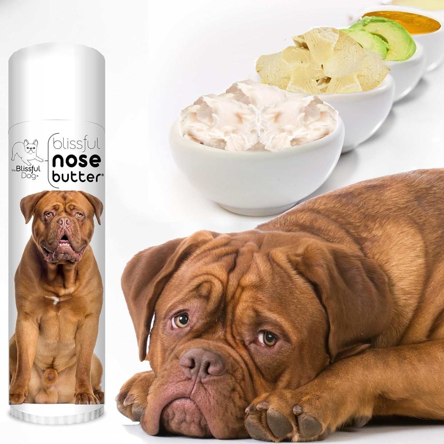 The Blissful Dog Dogue De Bordeaux Nose Butter, Versatile Dog Nose Balm for Dry Nose, Handcrafted Nose Moisturizer, Easy-to-Apply Dog Essentials, Unscented, 8 oz.