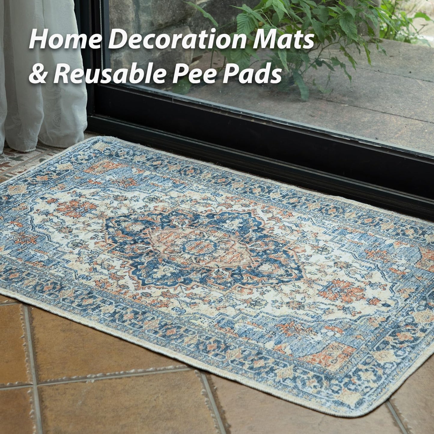 nunubaby Washable Pee Pads for Dogs, Stylish, Non-Slip and Leak-Proof Pee Pads. Reusable Potty Pads for Dogs for Crates and Floors.(Beige/Multi, 31" x36" )