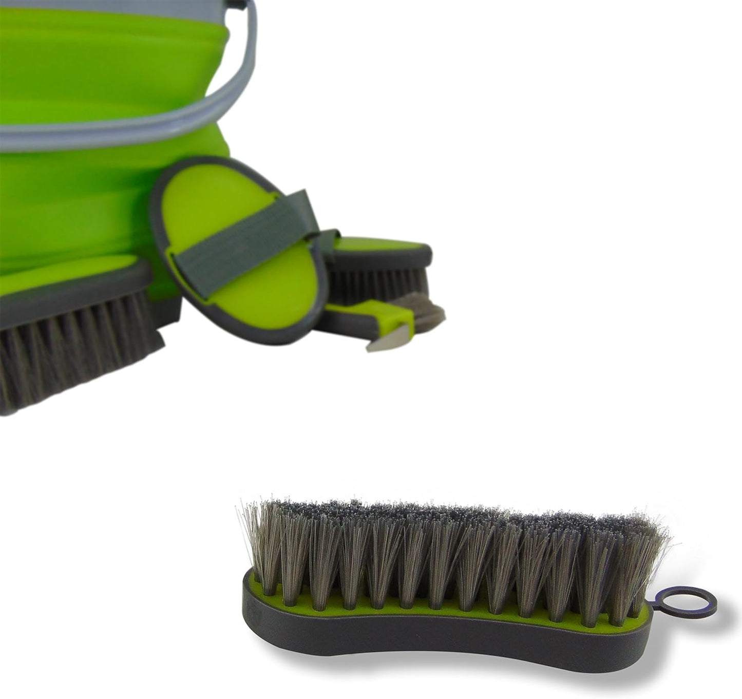 Collapsible Grooming Kit 10 Liter Bucket and 5 Grooming Tools - By Southwestern Equine (Lime Green)