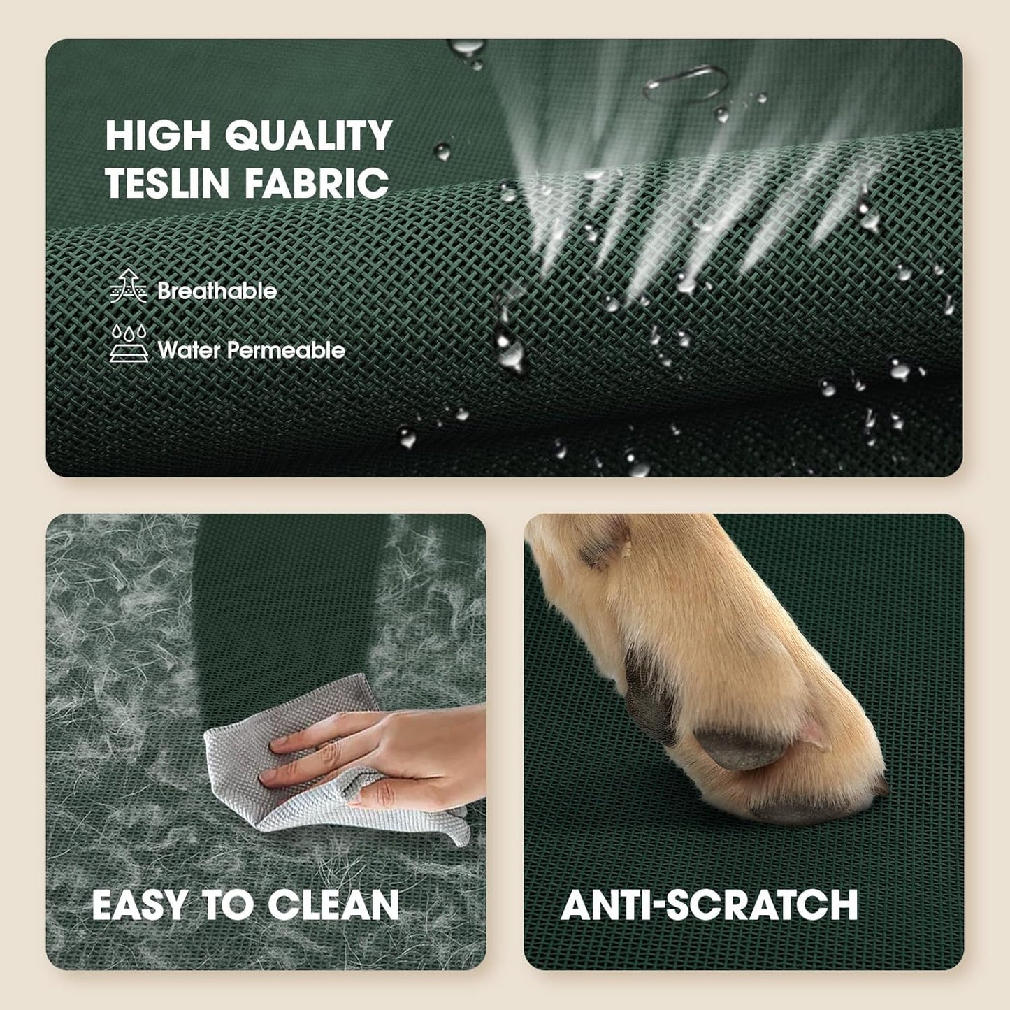 Elevated Dog Bed, Raised Outdoor Dog Bed for Medium Sized Dogs, Portable Cooling Pet Cot with Breathable & Washable Mesh, Indoor & Outdoor Pet Hammock with Skid-Resistant Feet.