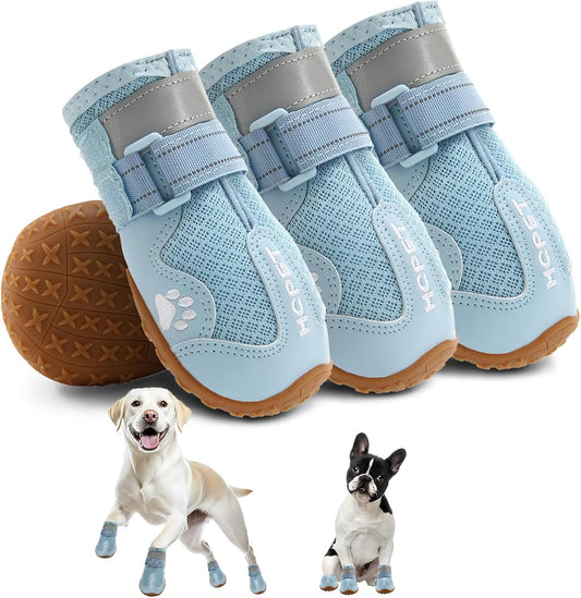 Hcpet Dog Shoes, Dog Boots for Small Dogs, Breathable Medium Dog Booties Paw Protector for Summer Hot Pavement, Winter Snowy Day, Outdoor Walking, Indoor Hardfloors Anti Slip Sole Blue Size 2