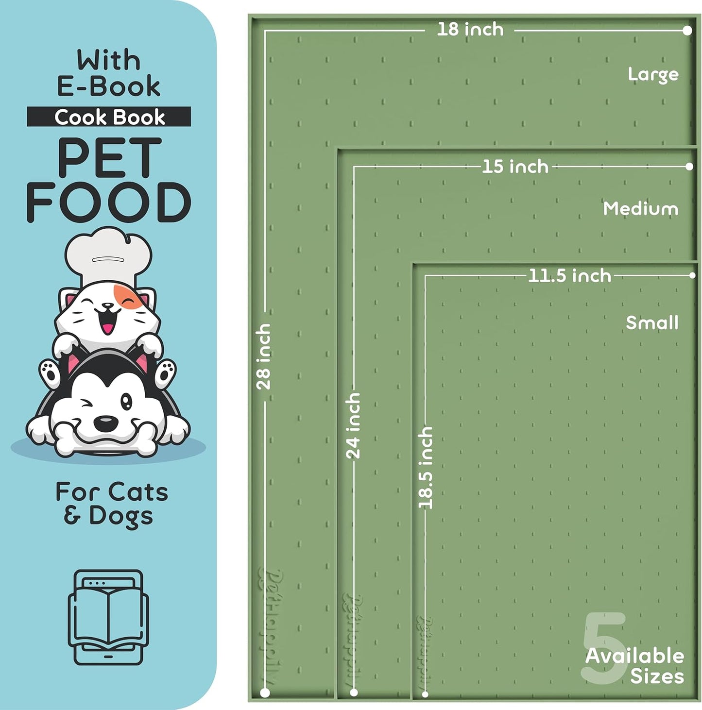 Dog Food Mat - Raised Edges Dogs Mat for Food and Water Prevent Spill, Waterproof Cat Food Mats Protect Floors, Easy Clean Dog Bowl Mats for Food and Water, Silicone Pet Food Tray