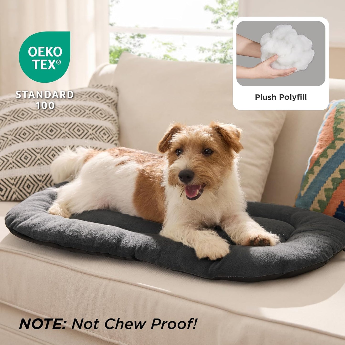 Bedsure Washable Dog Crate Pad for Large Dogs, Anti-Slip Puppy Kennel Dog Bed for Crate - Ultra Soft Fleece Flat Thin Pet Mat (Not Chew Proof), Grey 35"x22"