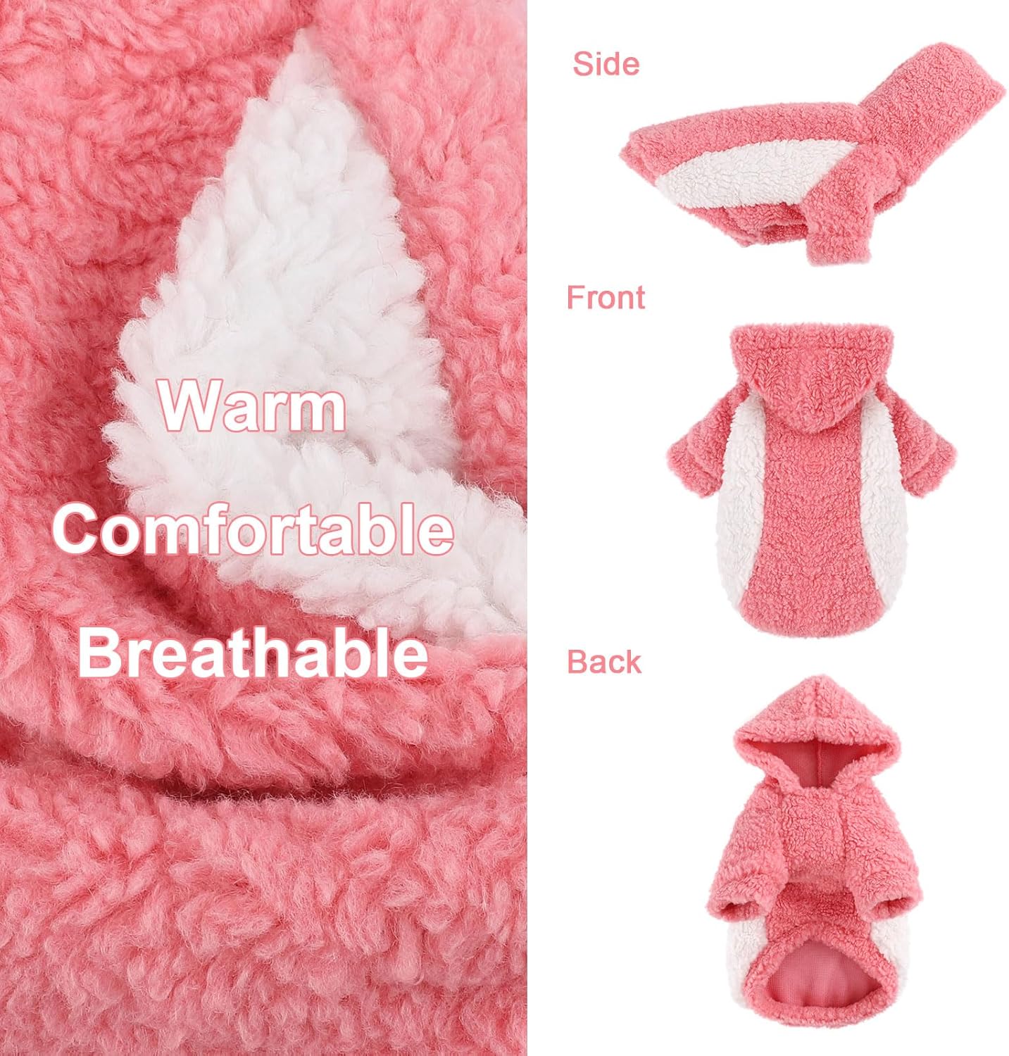 YIKEYO Dog Hoodie Pet Clothes Sweater with Hat Soft and Warm Cold Weather for Small Patchwork Hood(Pink, Medium)