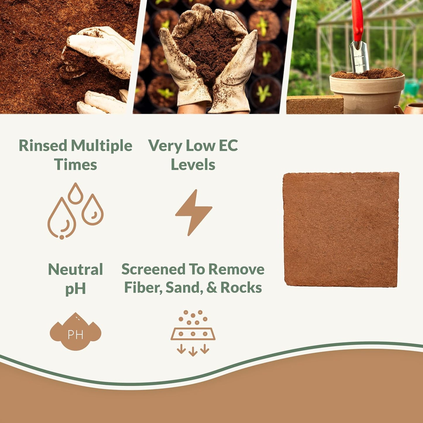 Coco Bliss (10lbs) - Organic Coco Coir for Plants - OMRI-Listed Coco Coir Brick for Garden Soil & Potting Mixes - Coconut Fiber Substrate Mixes with Potting Soil for Indoor Plants & Outdoor Plants