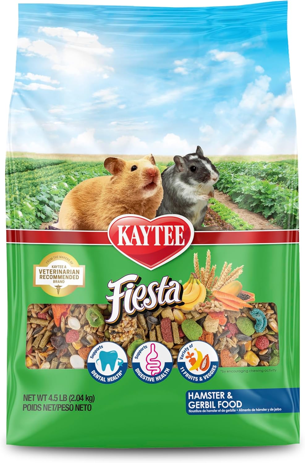 Kaytee Fiesta Hamster & Gerbil Food, Nutritious and Fun Blend, Supports Dental Health and Digestion, 4.5 pounds