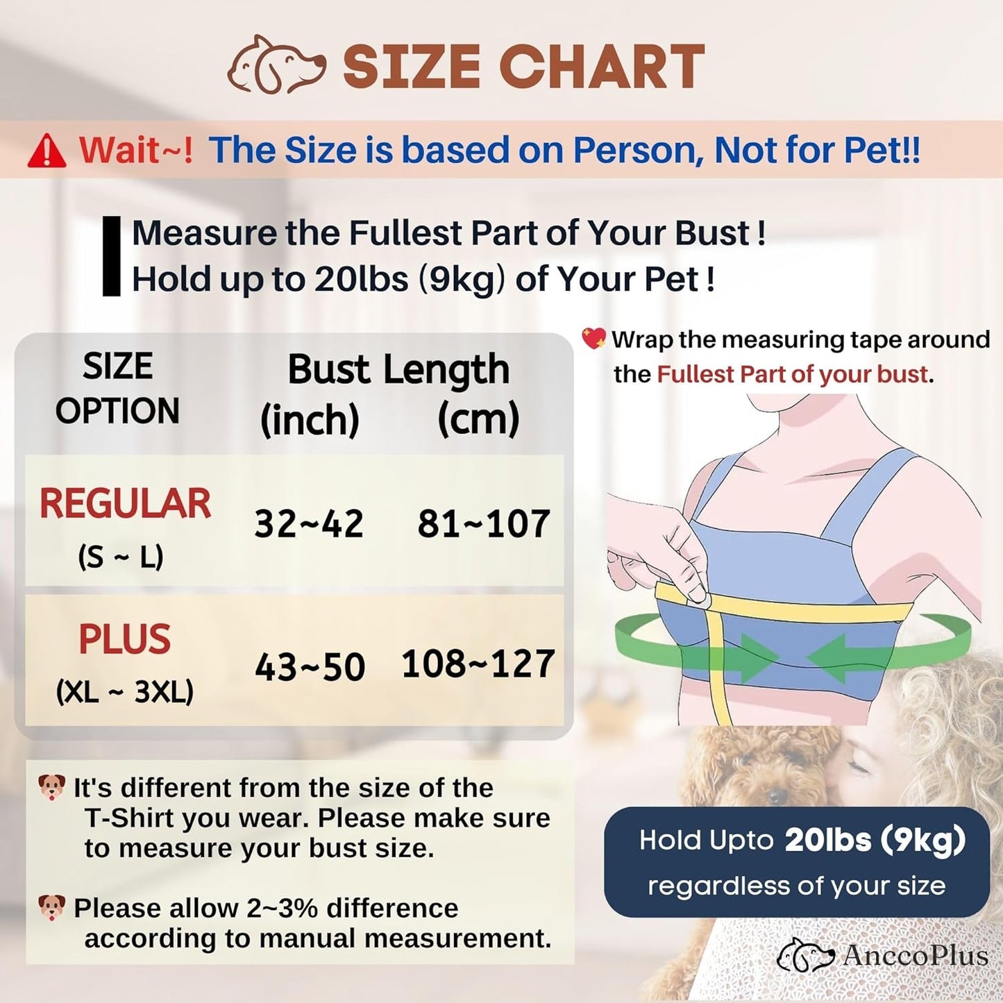 Dog Carriers for Small Dogs, Front Facing Dog Sling Carrier, Hands Free Cat Carrier, Size Adjustable, Reducing Back Pain, Premium Cotton, Safe and Soft Dog Carrier (Regular, Baby Blue)