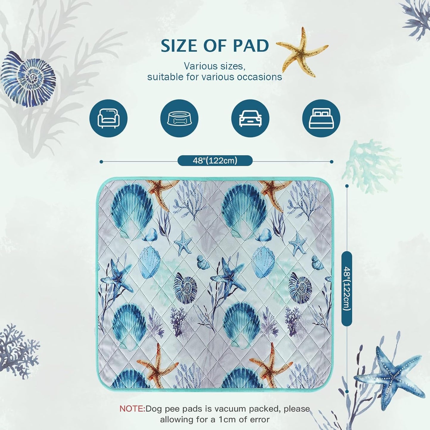 IEUUMLER Washable Pee Pads for Dogs, 1 Pack Reusable Waterproof Puppy Pads, Non-Slip Super Absorbent Dog Training Pad for Playpen Crate Bed EU012