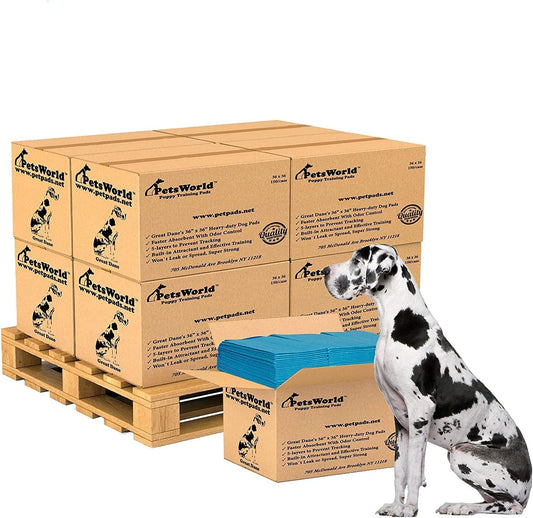 PETSWORLD Giant Dog Potty Pads, Odor-Eliminating, 36" x 36", Ultra Absorbent 5-Layer Leak-Proof Training Pads for Dogs & Cats (36x36, 1200 Count)
