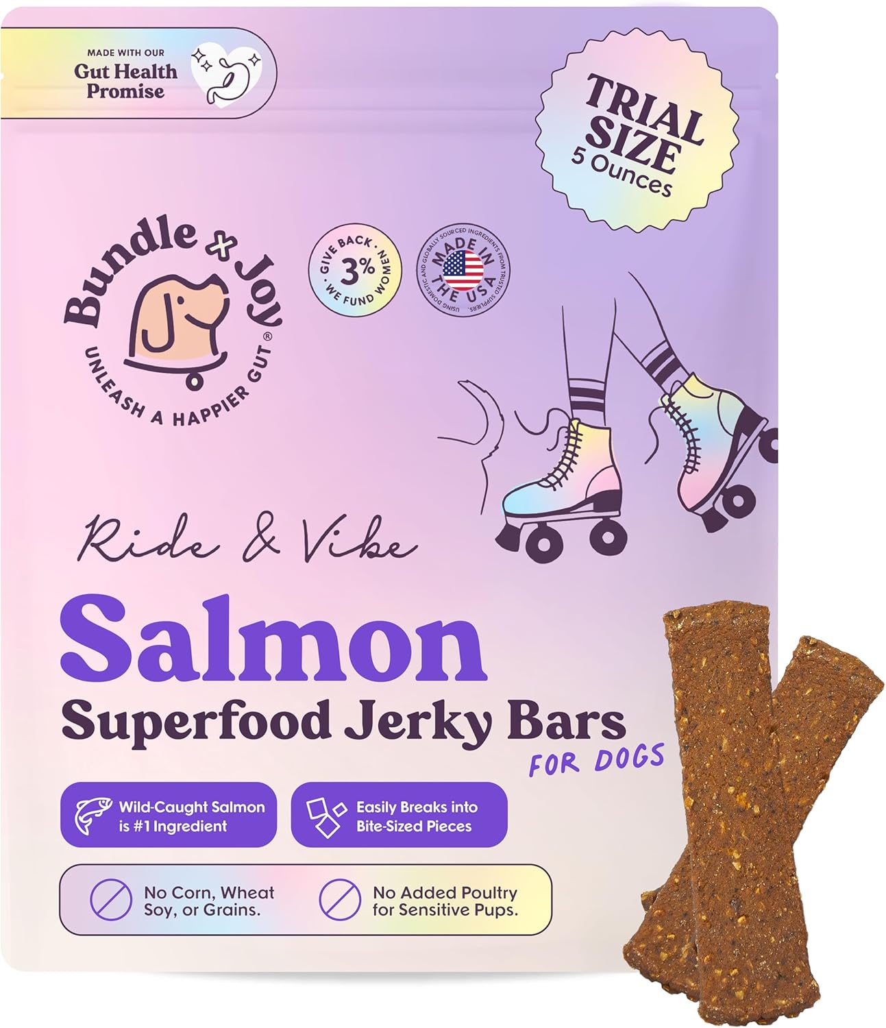 Bundle x Joy Ride & Vibe Dog Treats, Wild Caught Salmon Jerky, Snack Bars, Puppy Training Treats, Natural Superfood, Grain, Corn, Poultry & Soy Free, 5oz