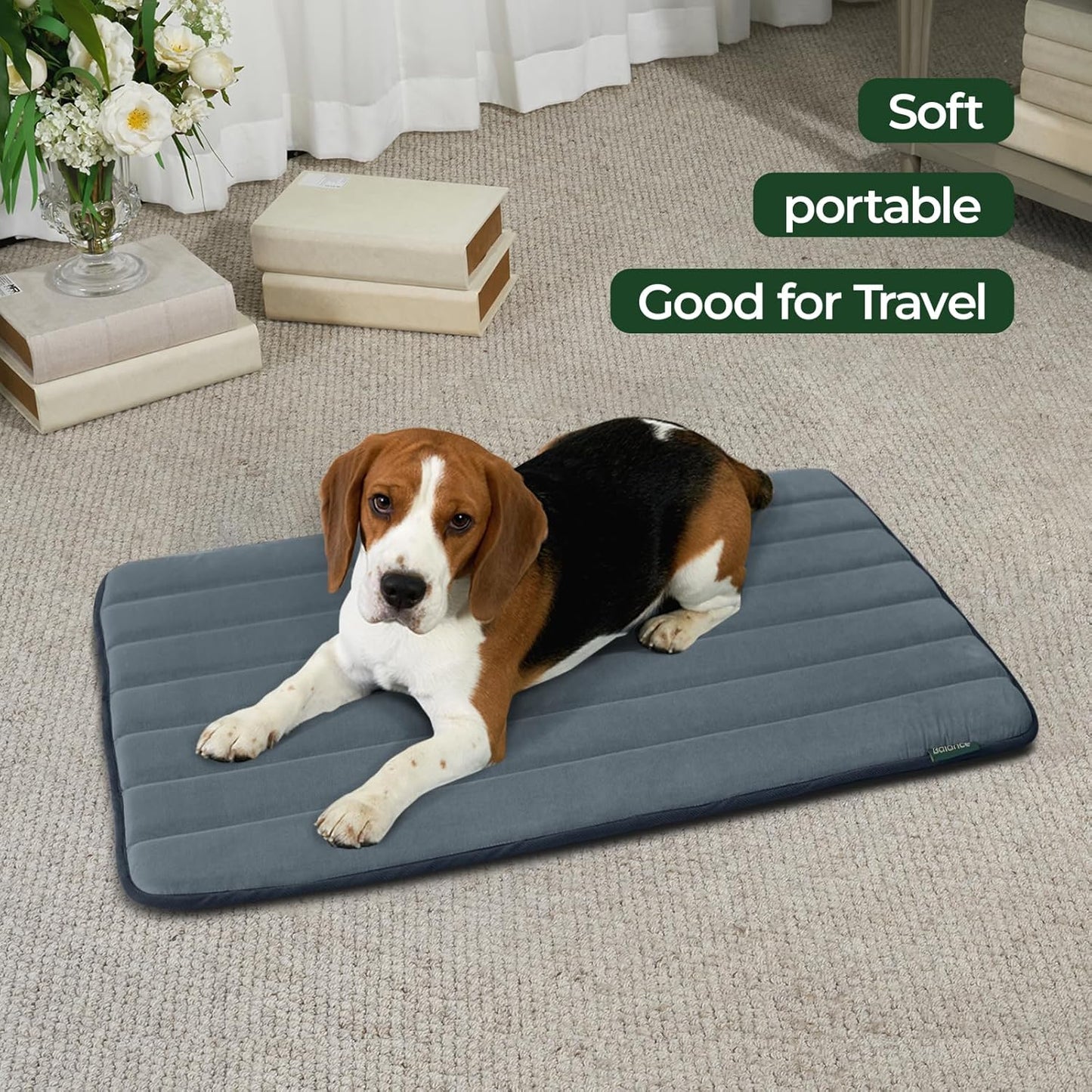 BALANCE Dog Crate Pad, Dog Foam Crate Mat Kennel Pad, Washable Water-Resistant Pet Bed Flat Dogs Cage Mat for Large Dogs