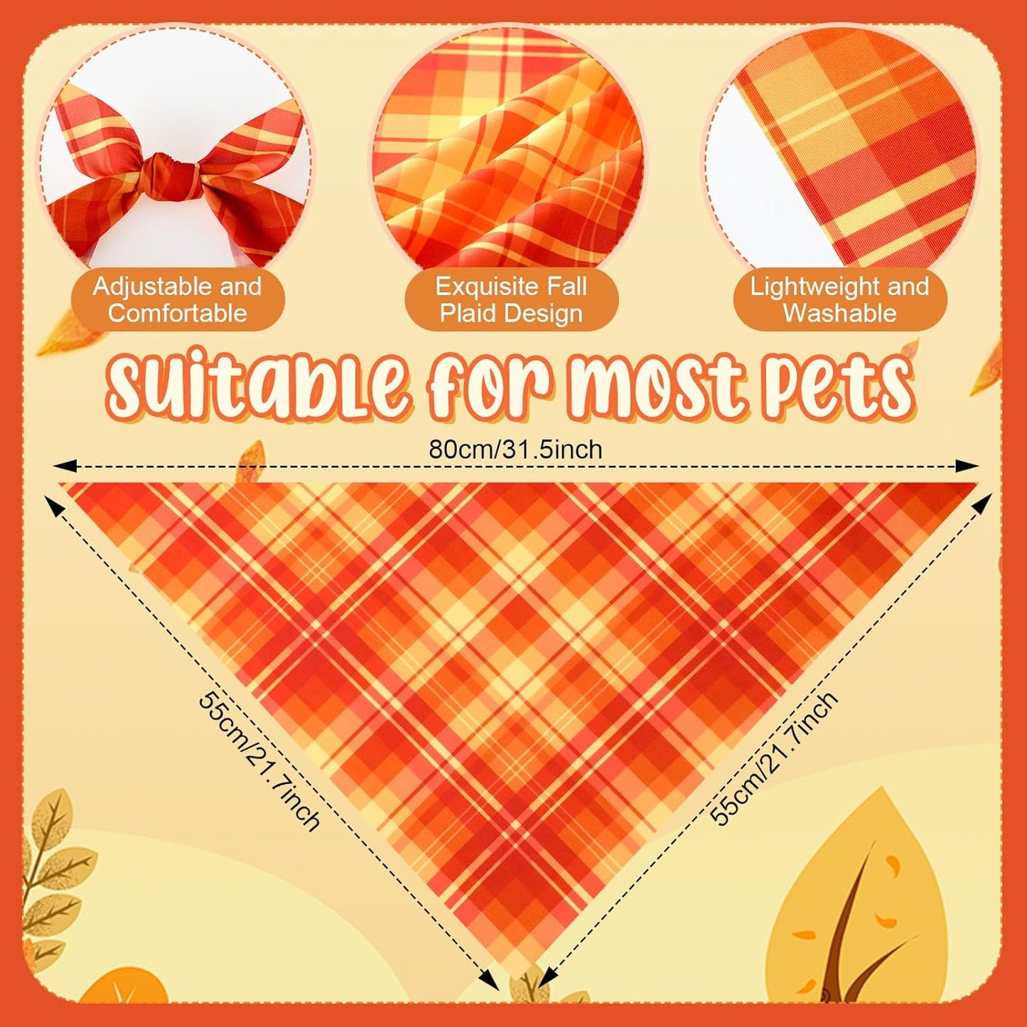 Abbylike 50 Pcs Fall Plaid Dog Bandanas Bulk Thanksgiving Bandanas for Dogs Triangle Kerchief Bibs Scarf for Pets Autumn Costume Photo Props Accessories Pet Shops, 25 Styles (31.5 x 21.7 x 21.7)