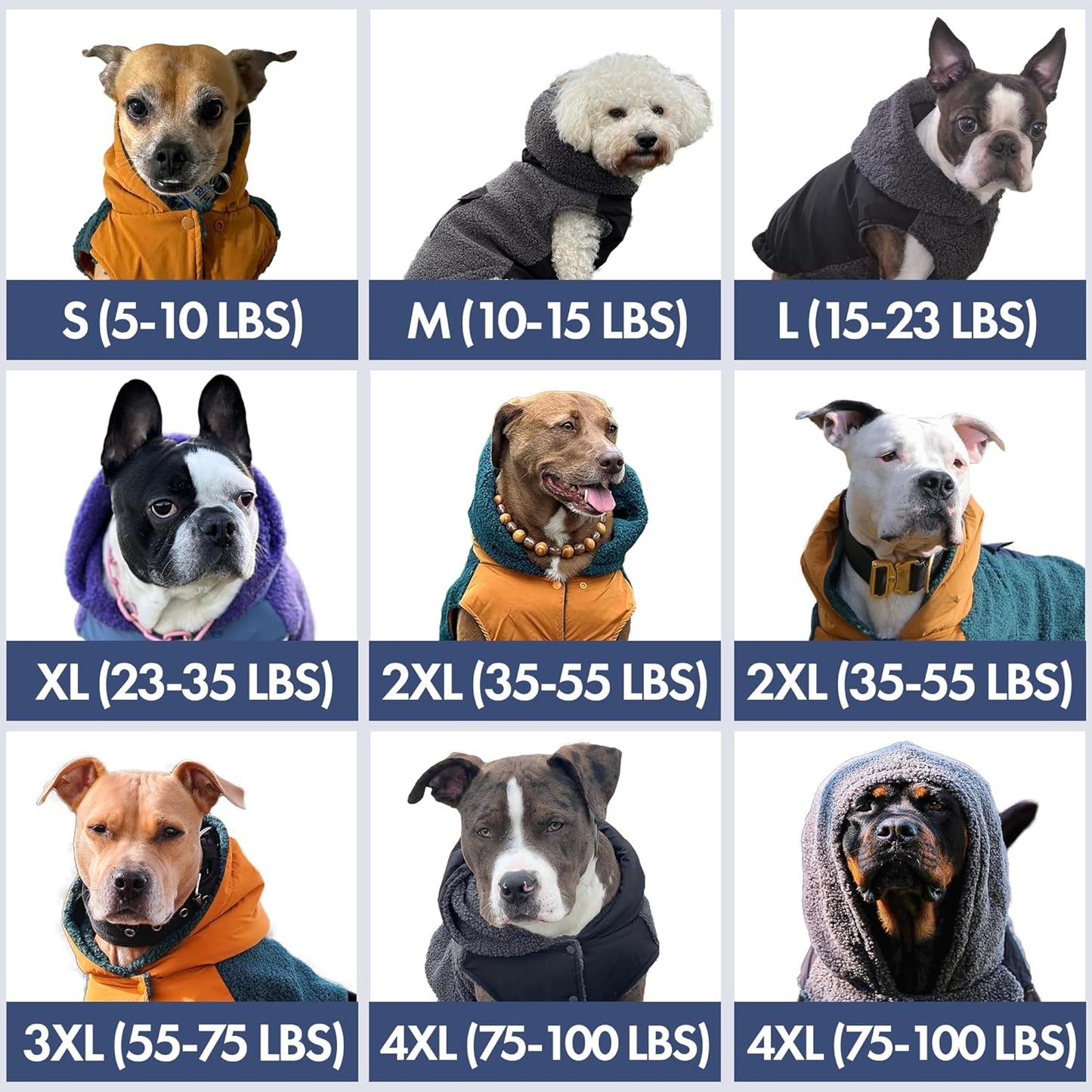 Spark Paws Reversible Dog Sweater, Sherpa Jacket Vest with Warm Fleece Lining, Warm Coat for Winter, Suitable for Small Medium, Large, XL XXL Dogs - Black and Grey - 4XL