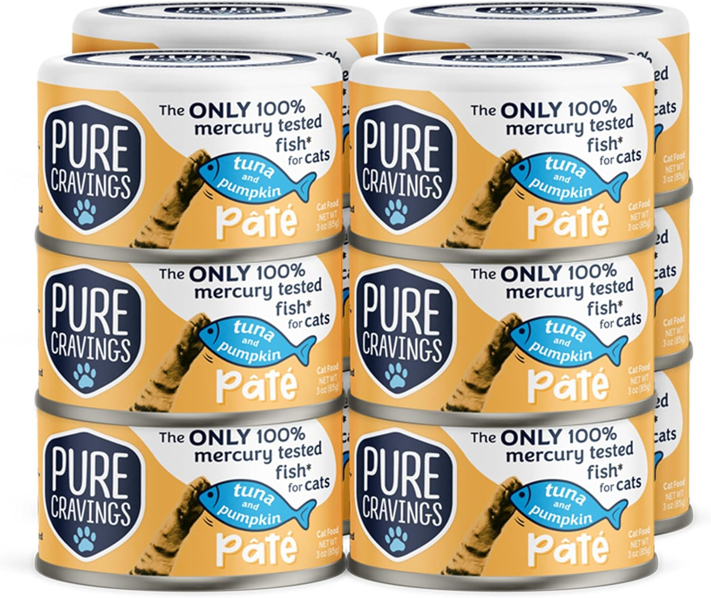 Tuna and Pumpkin Pate, Canned Wet Cat Food, 100% Mercury-Tested, Moist Can Fish, Grain-Free Protein, Non-GMO, 12 Pack