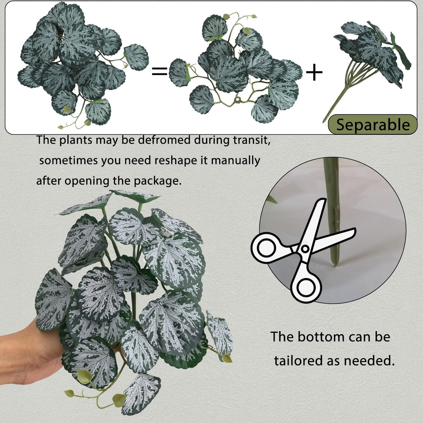 IBWell Fake Reptile Plants for Reptile Terrarium Plants, Reptile Plant Décor, Turtle Tank Plants with Suction Cup