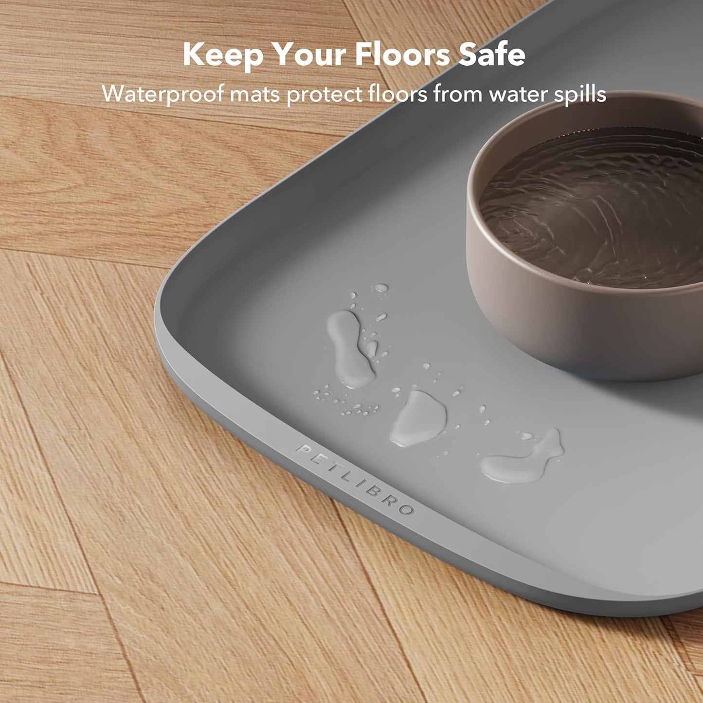 PETLIBRO Dog Food Mat, Safety Silicone Cat Food Mat for Feeder & Fountain, Waterproof Dog Bowl Mat, Raised Edge Spill Protection Floor, Cove Feeding Mat for AF005, AF103 Single Tray, 17.7"x12"