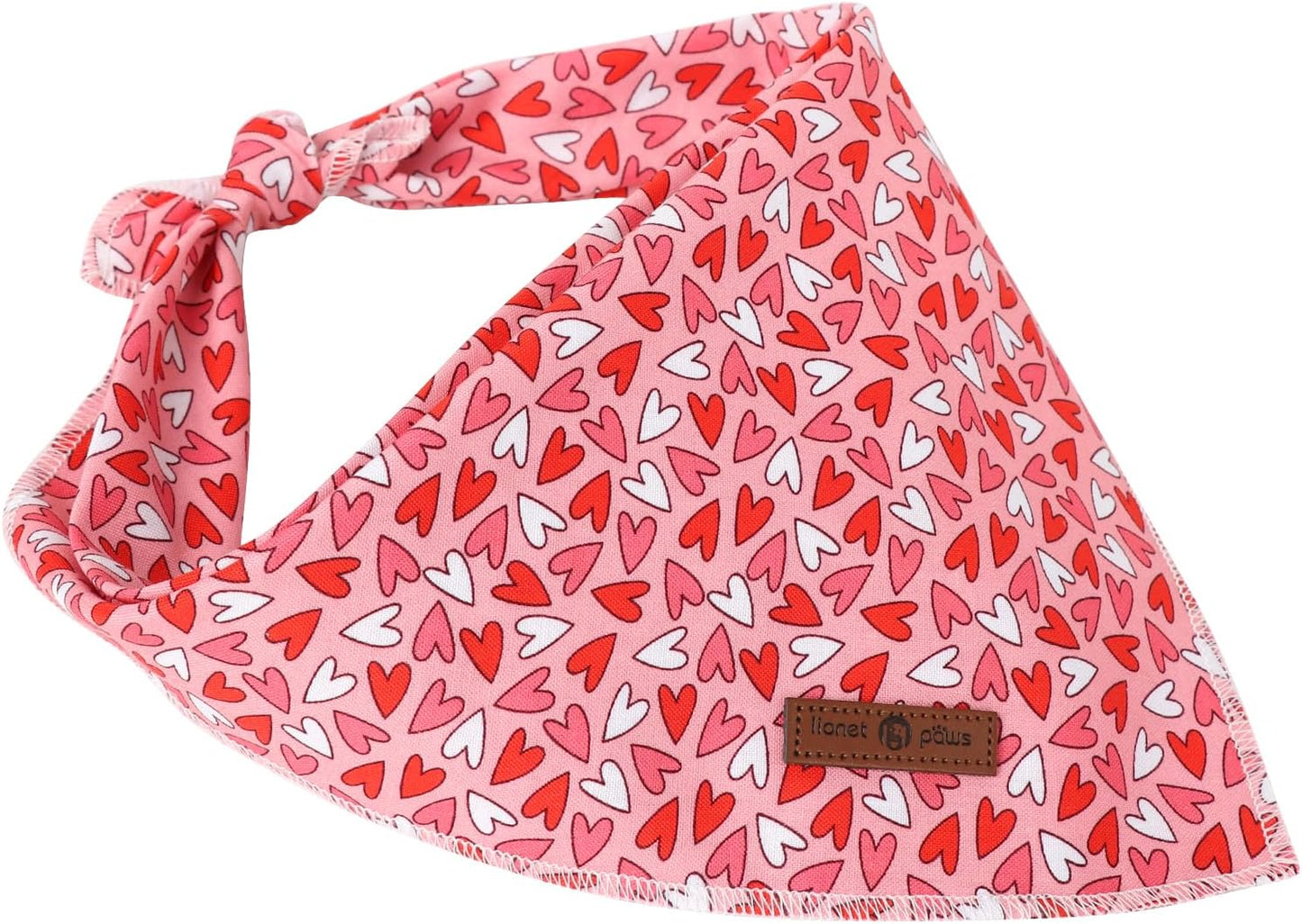 Lionet Paws Valentine Dog Bandana for Small Medium Dogs,Pink Hearts Dog Kerchief Washable Dogs Triangle Bibs Scarf for Girl or Boy