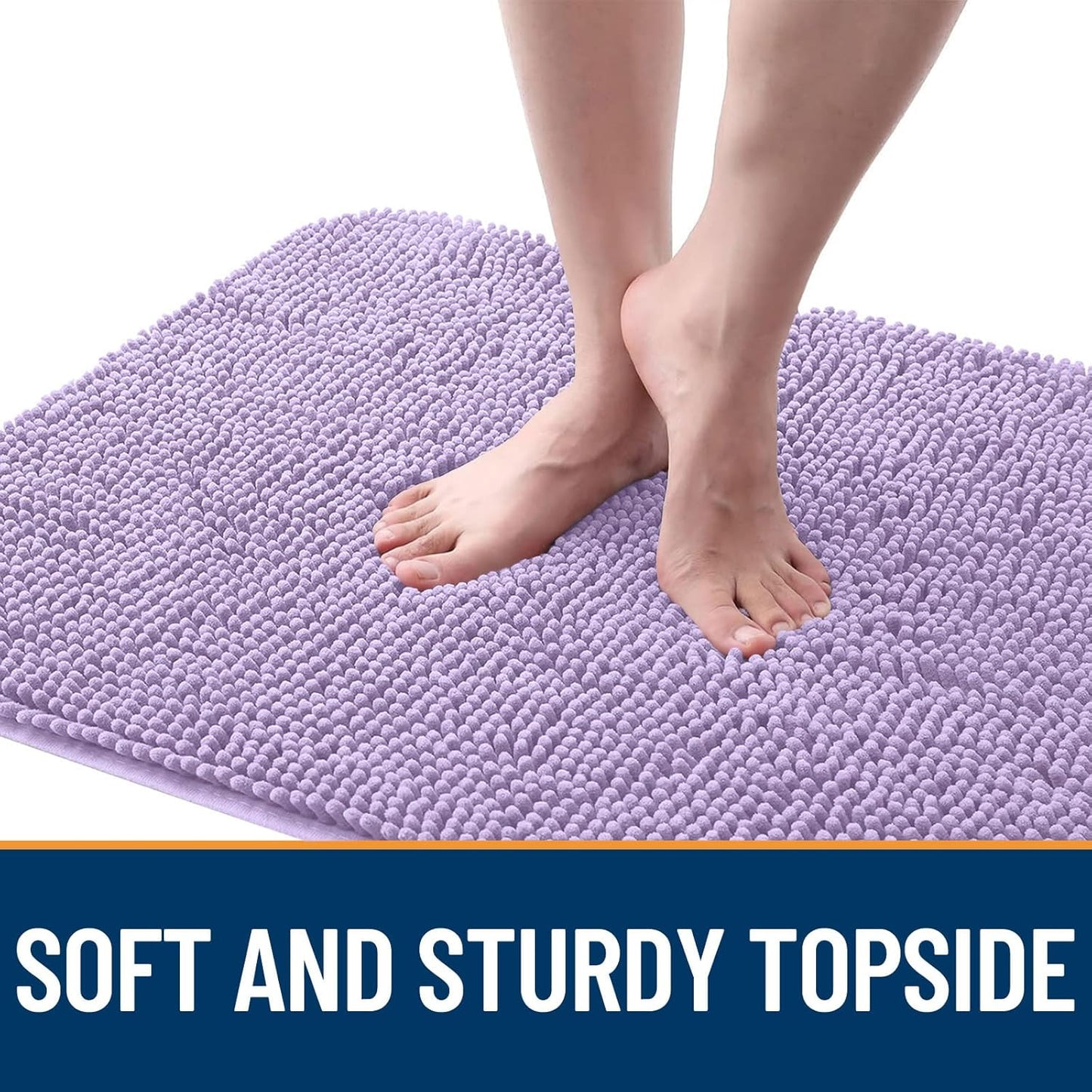 OLANLY Dog Door Mat for Muddy Paws 59x35, Absorbs Moisture and Dirt, Absorbent Non-Slip Washable Doormat, Quick Dry Chenille Mud Mat for Dogs, Entry Indoor Entryway Carpet for Inside Floor, Lavender