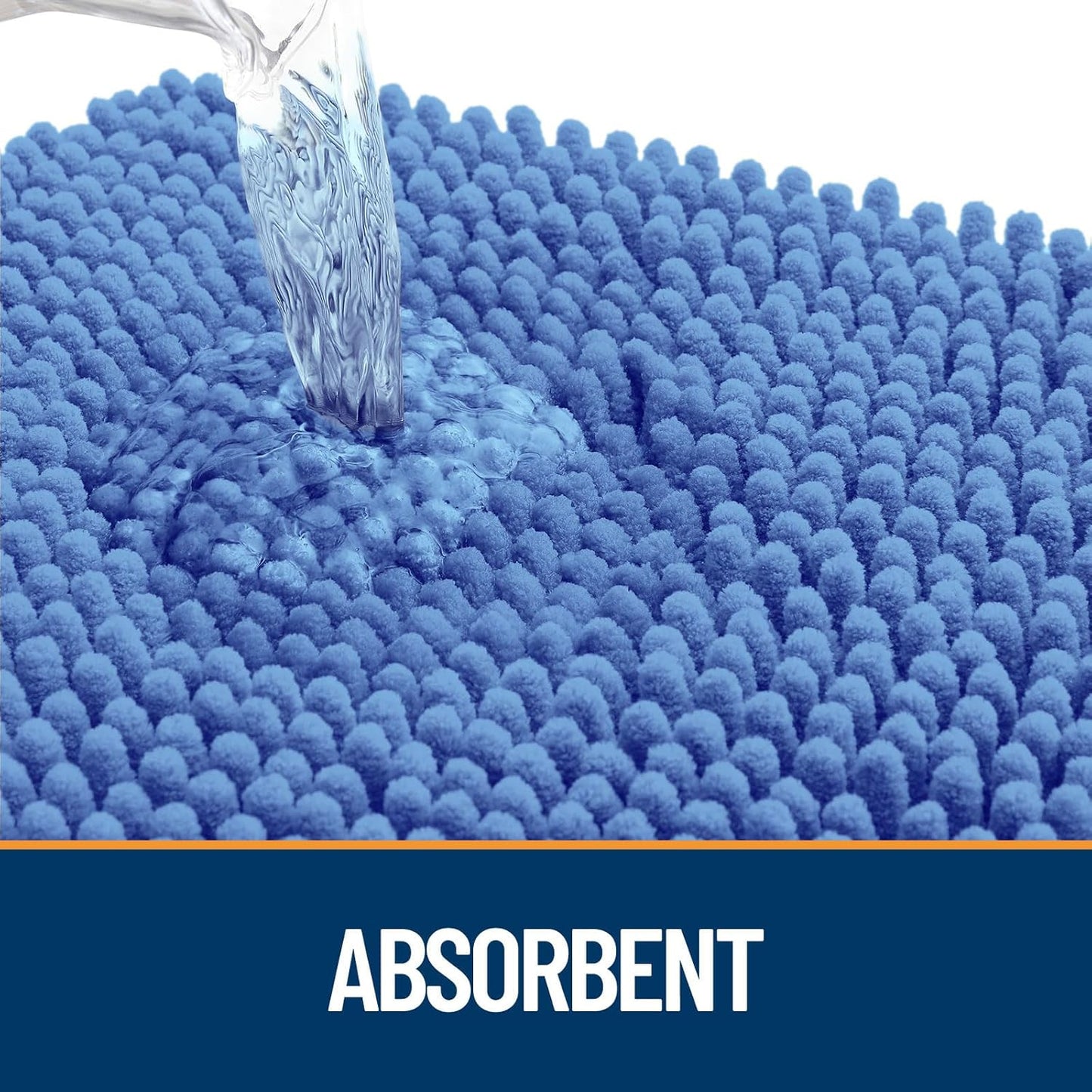 OLANLY Door Mat for Muddy Dog Paws 48x30, Absorbent Chenille Mud Doormat with Paw Print Design, Non-Slip Washable Doormat for Indoor Entryway, Quick-Dry Pet Bed Mats for Dirty Dogs, Cornflower Blue