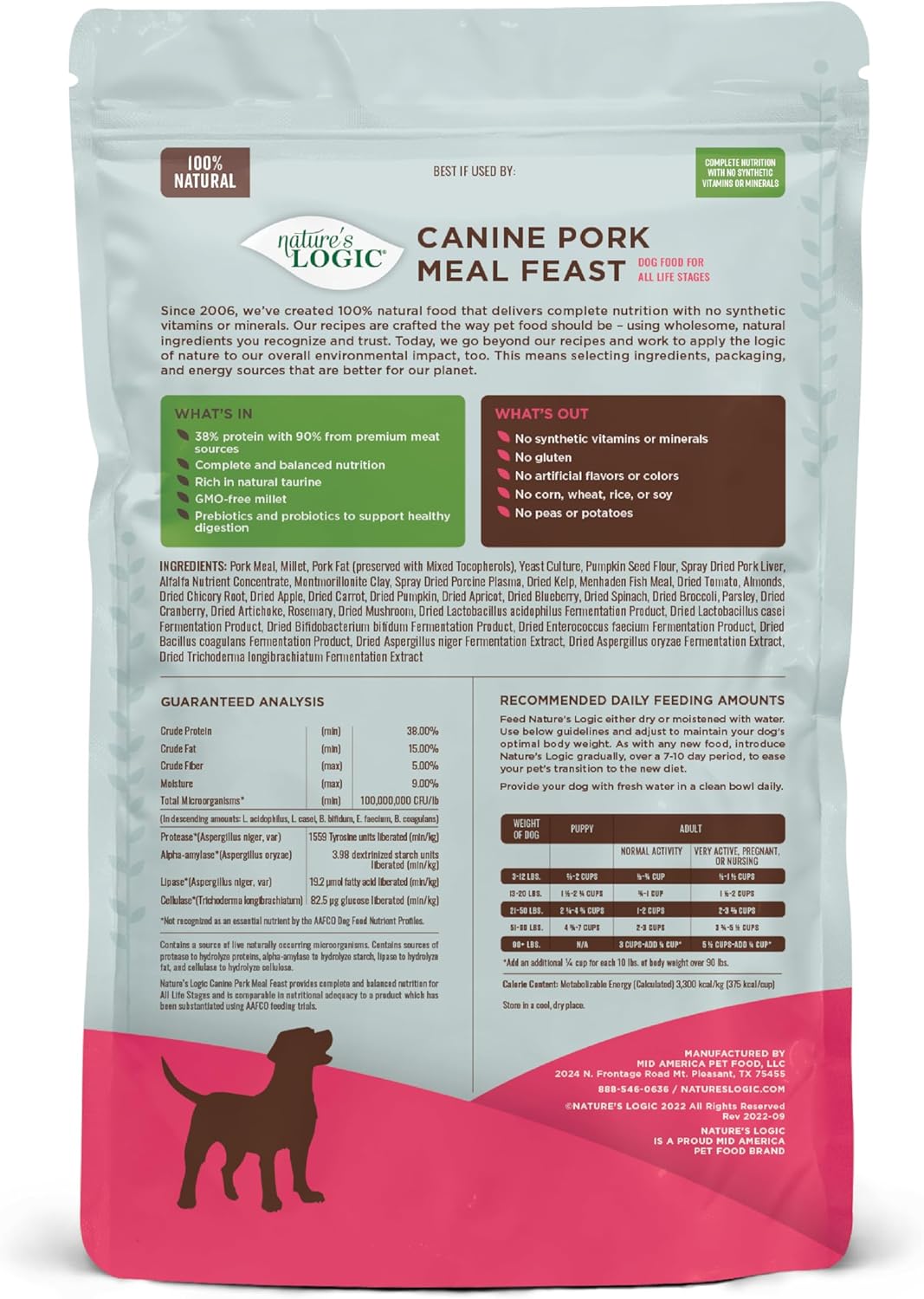 Nature's Logic Canine Pork Meal Feast, 4.4lbs