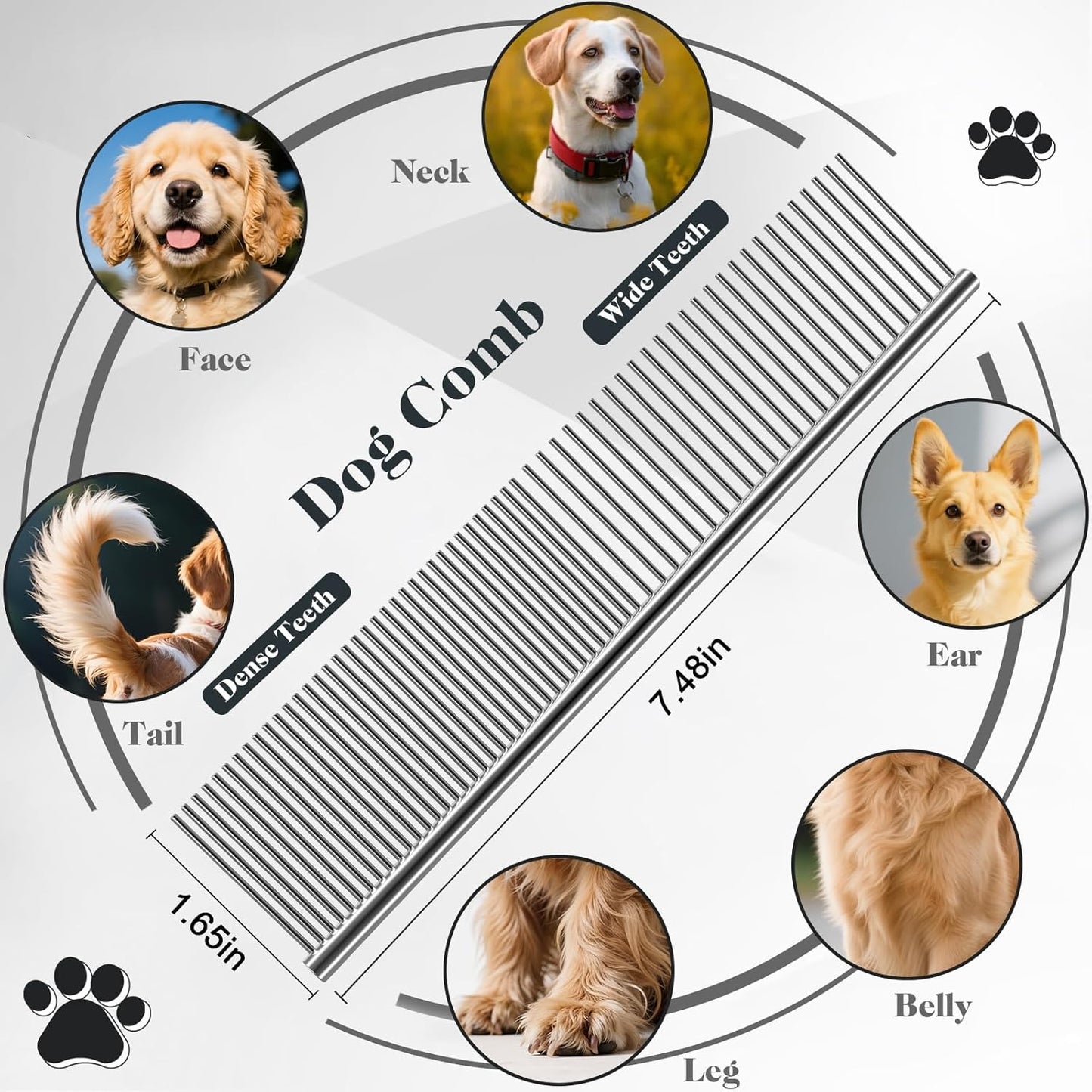 2PCS Slicker Brush for Dogs & Pet Comb,Professional Dog Grooming Brush (Goldendoodles,Poodles,Labradoodles) with Extra Long Pins to Effectively Remove Tangles, Knots and Mats (Purple)