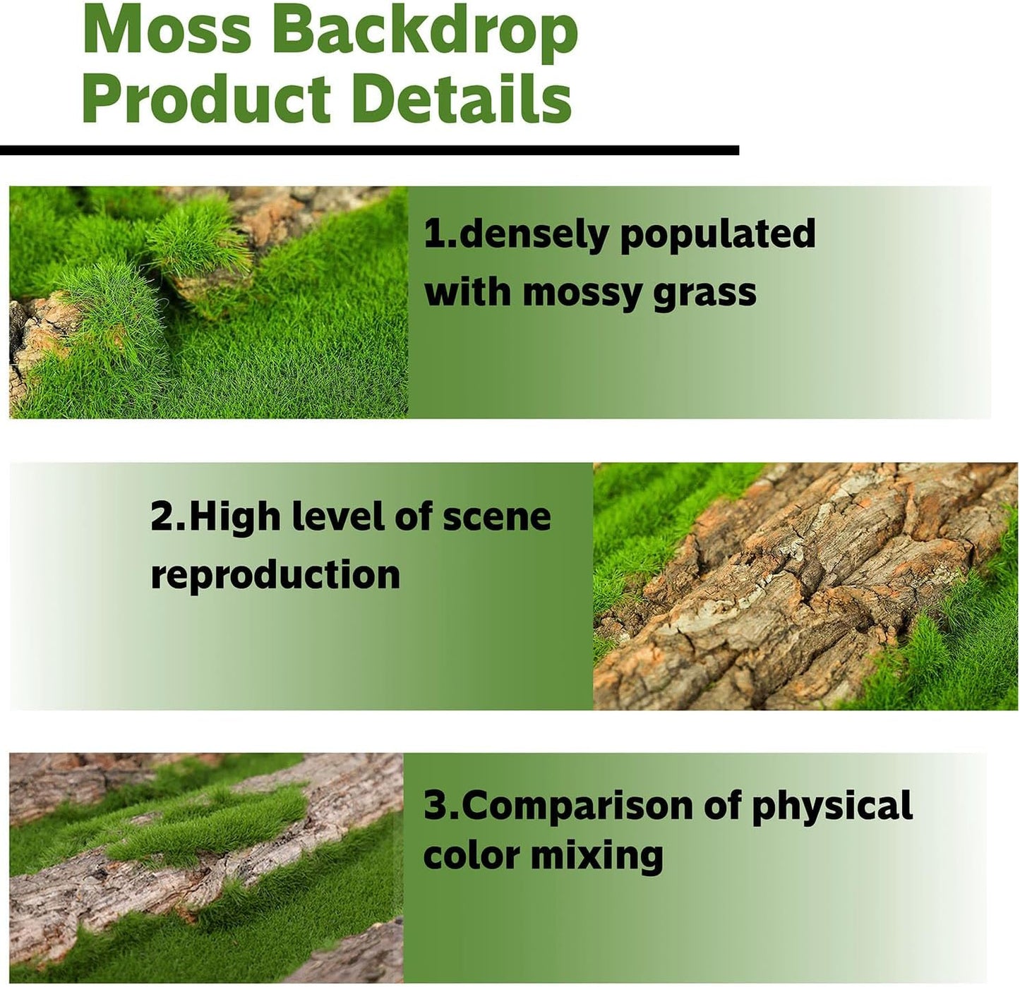 15.75x11.81in Reptile Terrarium Cork Background,Bearded Dragon Tank Bark Backdrop Wall Decor with Artificial Moss for Gecko Lizard Tortoise Frog Chameleon(4Pcs)