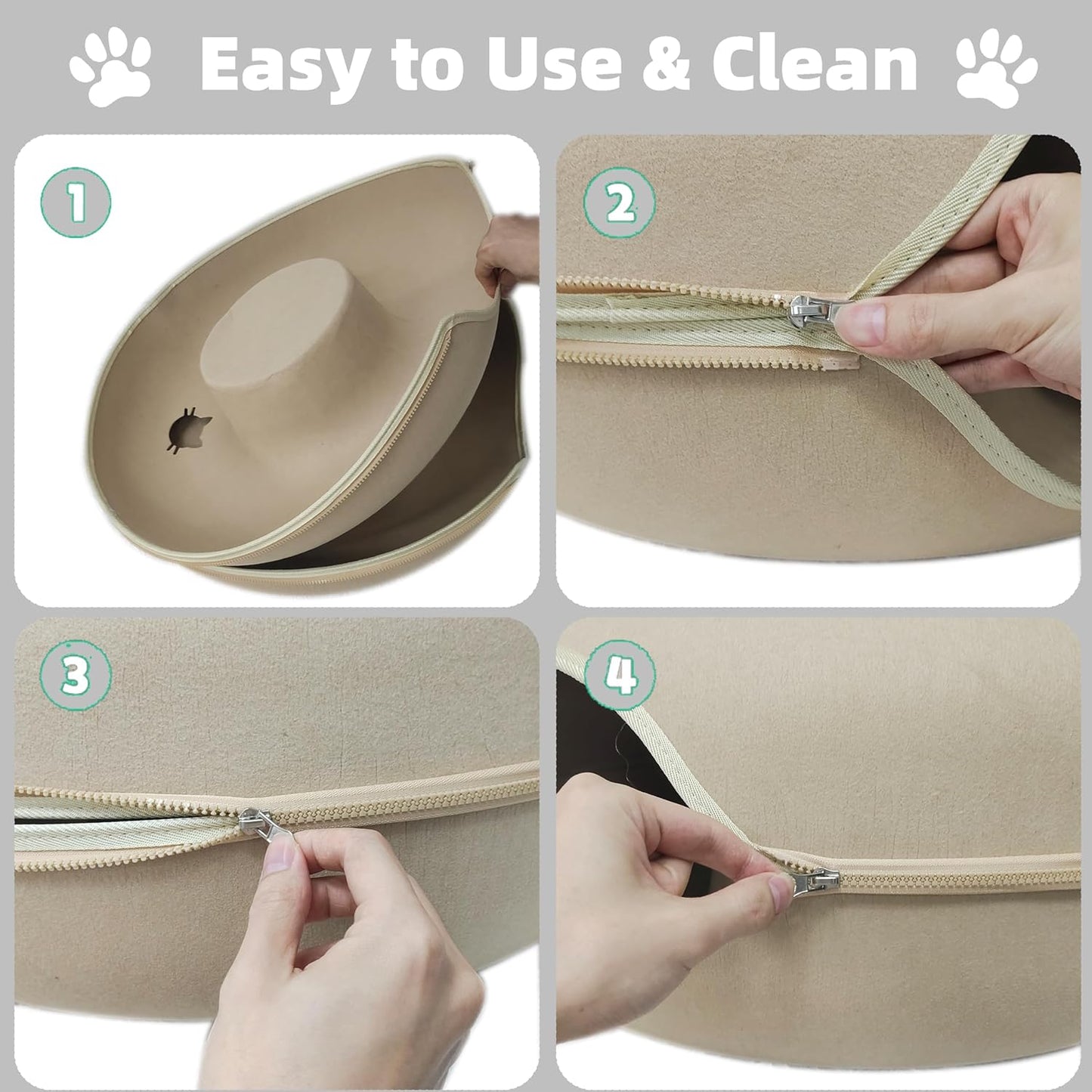 Donut Cat Tunnel Bed Peekaboo Cat Cave for Large Cats Up to 30 Lbs, Kitty Interactive Playing Tent House for Multiple Cats,Detachable,Scratch Resistant (Beige, Large - 24 Inch Diameter)