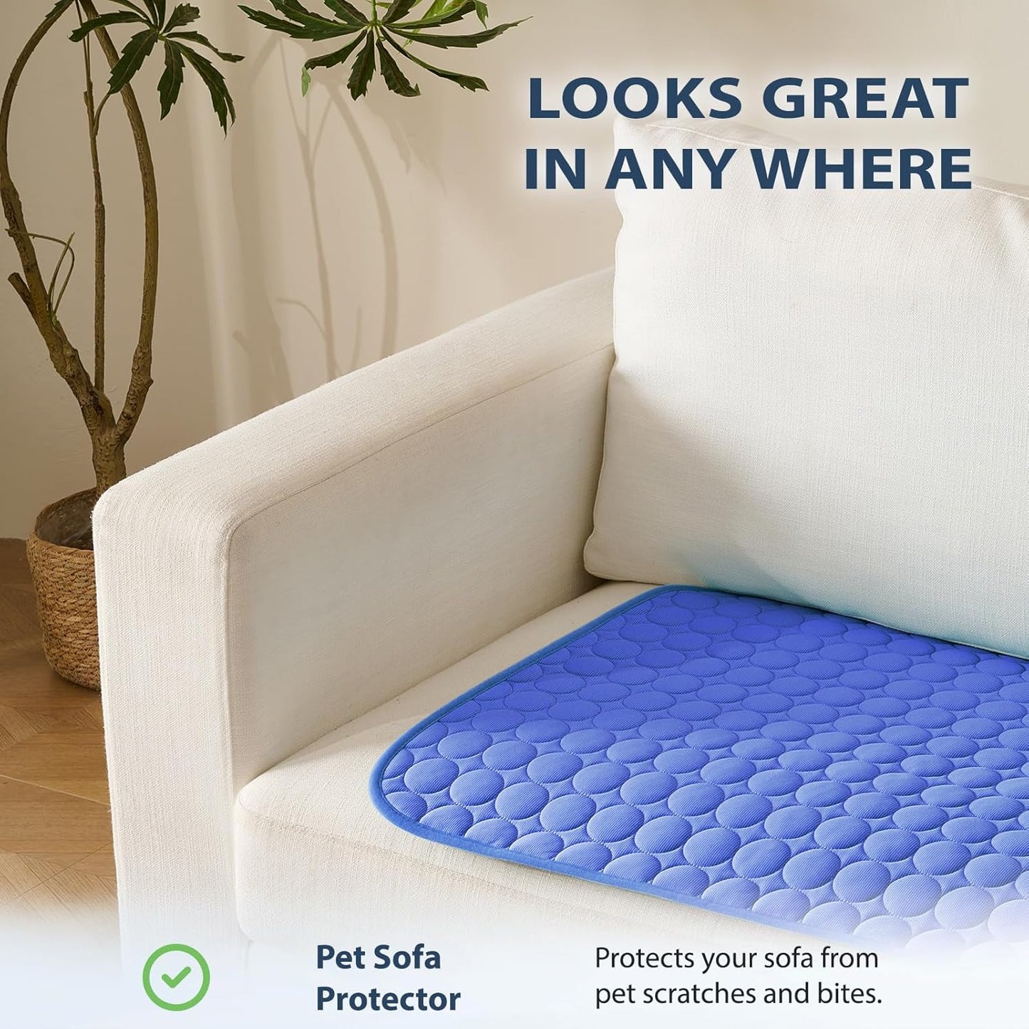 MICROCOSMOS Summer Cooling Mat & Sleeping Pad- Water Absorption Top, Easy Carry, EZ Clean, Materials Safe. Keep Cooling for Pets, Kids and Adults.(Navy Blue, 40" x 28")