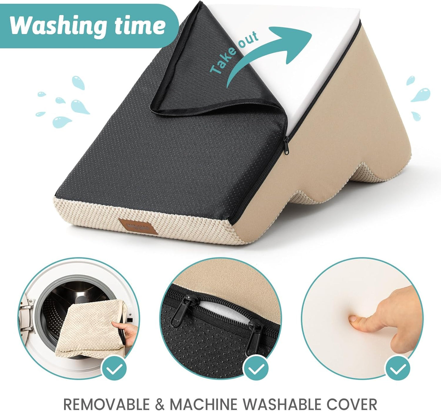 Dog Stairs for Small Dogs 19.7" H, Curved Dog Step for Puppy, Older or Cat, Medium Pet Ramp for Sofa, Couch or Bed, Ladder with High Density Foam, 15.7x28.3x19.7 inch, 4 Step, Beige