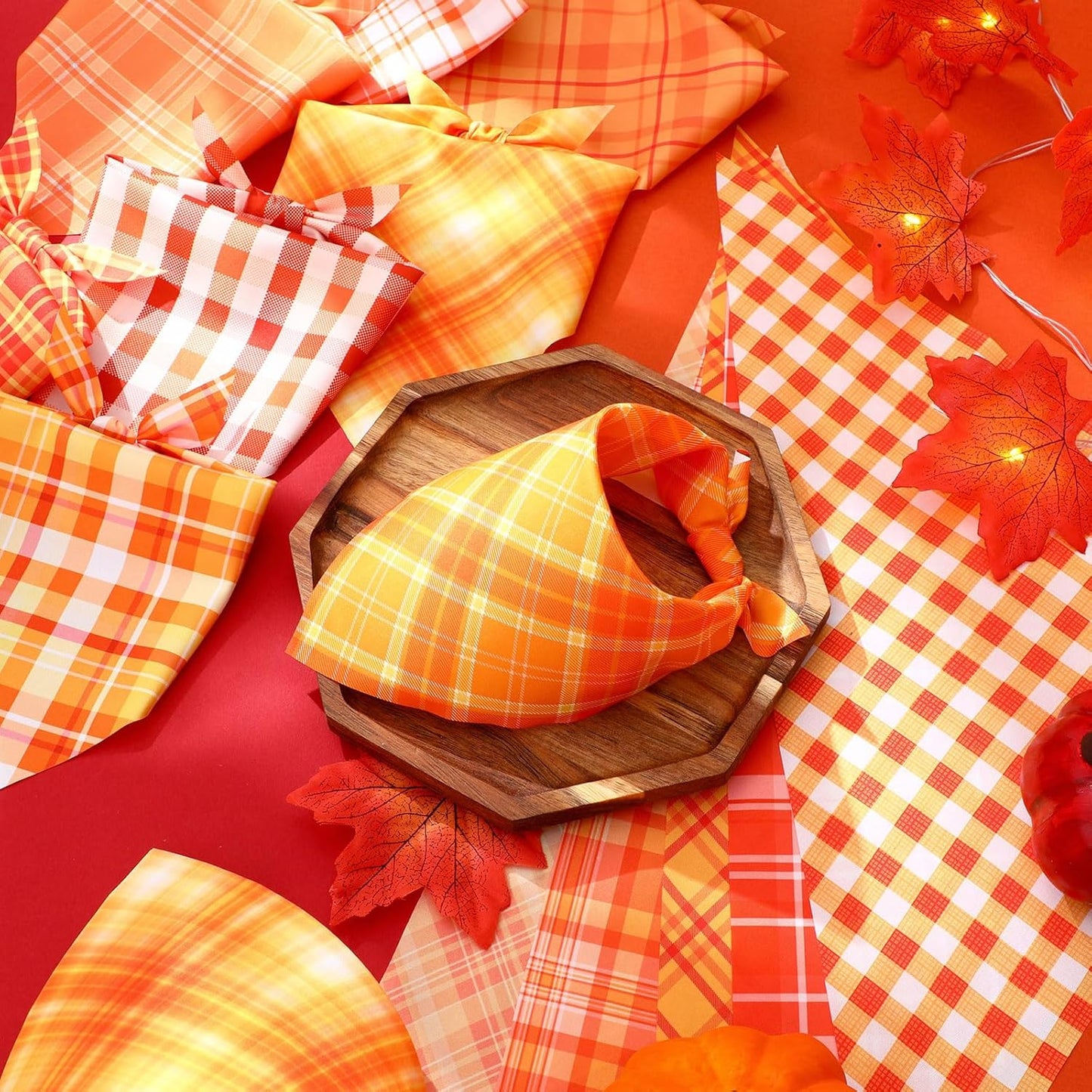 Abbylike 50 Pcs Fall Plaid Dog Bandanas Bulk Thanksgiving Bandanas for Dogs Triangle Kerchief Bib Scarf for Pets Autumn Costume Photo Props Accessories Pet Shops, 25 Styles (19.7 x 13.8 x 13.8)