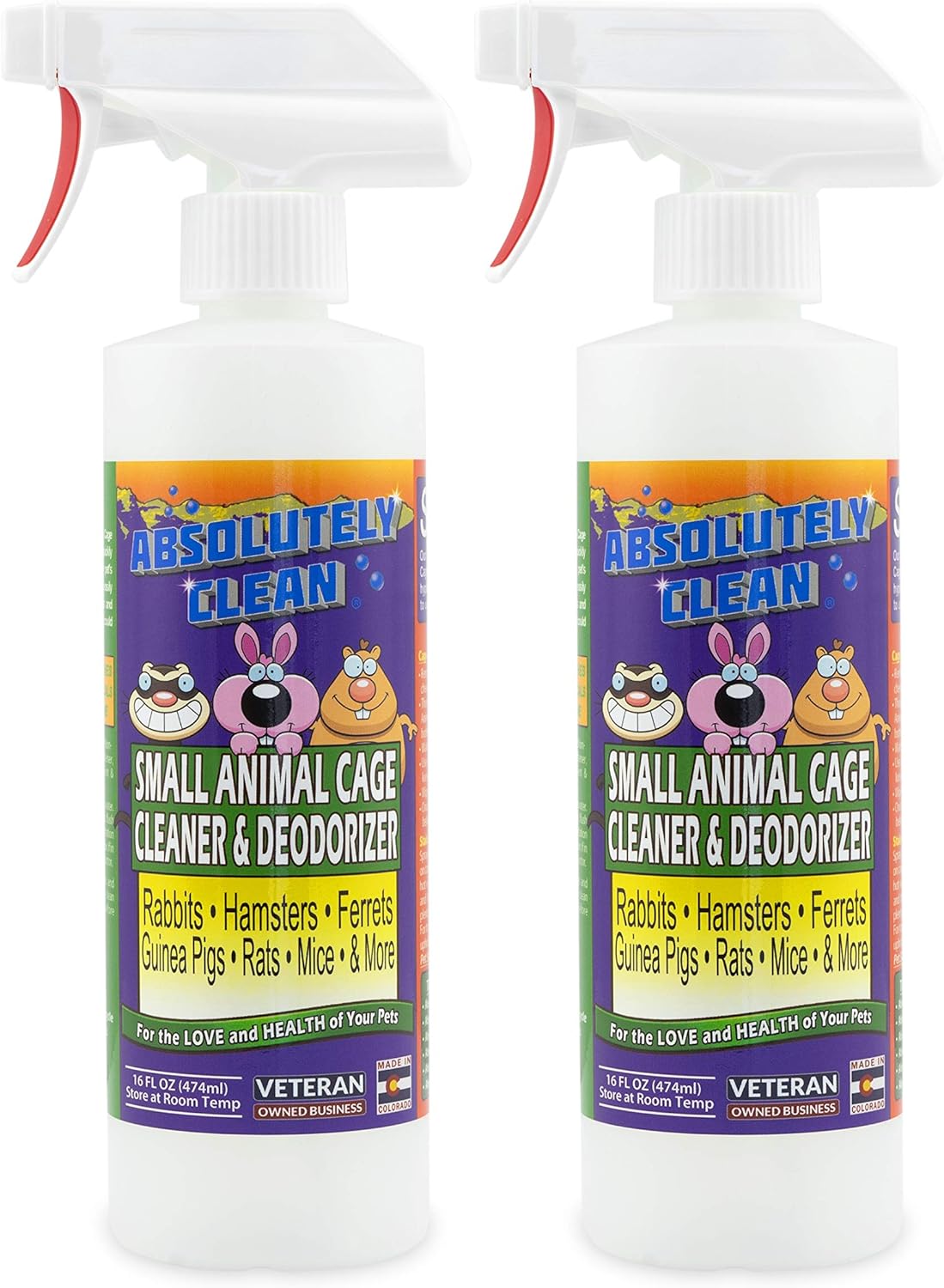 Amazing Small Animal Cage Cleaner, Just Spray/Wipe, Easily Removes Messes & Odors - Hamster Cages, Mice, Rat Cage, Guinea Pig Cage, Rabbit Cage, Ferret Cage, Dog Cage - USA Made