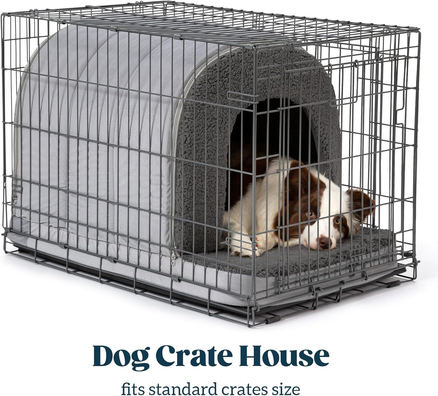 Orthopedic Dog Bed House - Dog House Indoor with Egg-Crate Foam - Tent Bed with Waterproof Lining & Nonskid Bottom, Ideal for Medium Breeds & Fits 30-Inch Crate - 29"x18", Charcoal