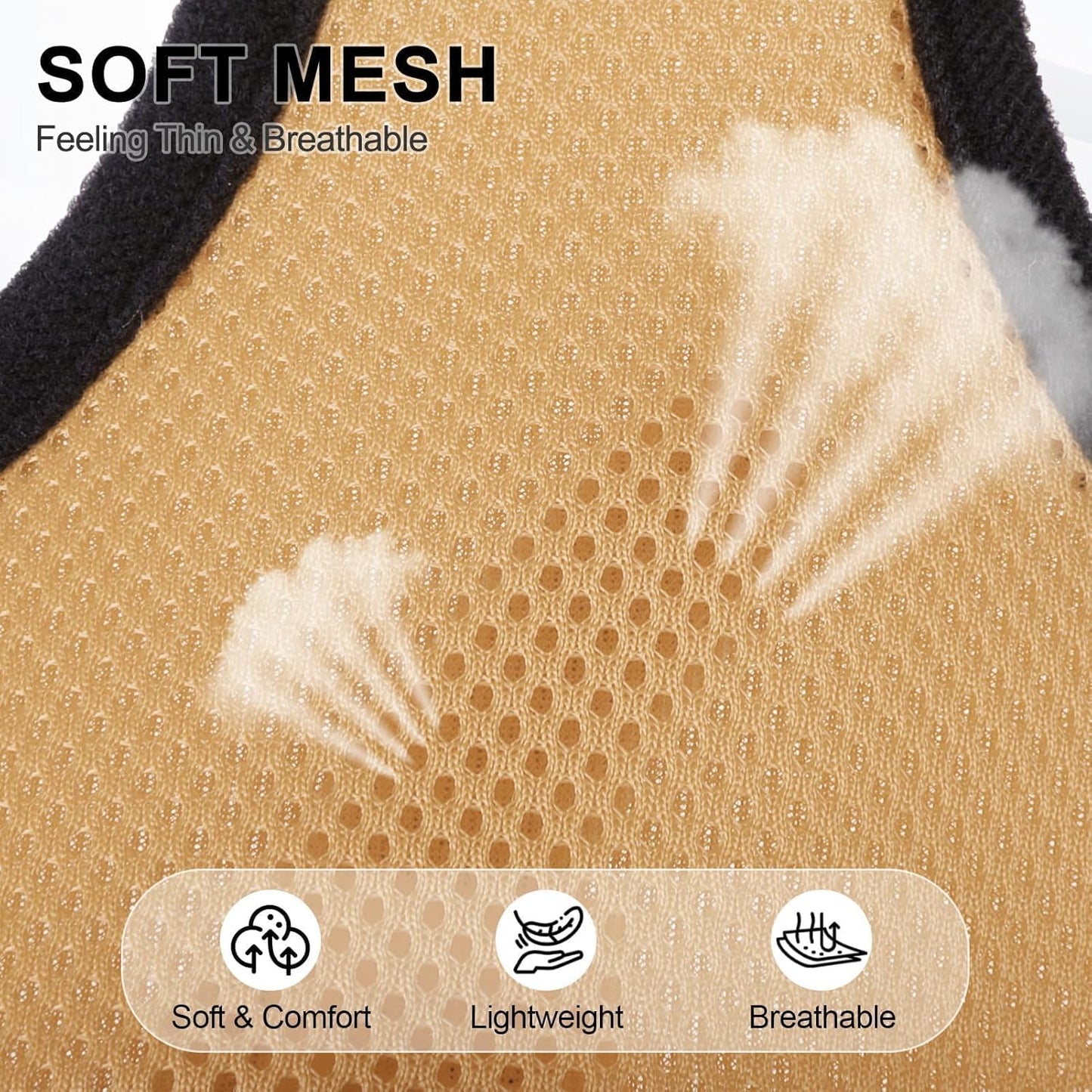 BINGPET No Pull Dog Harness,Soft Mesh Breathable All Weather Vest Harness,Safety Protection Design Durable Adjustable Step-in Easy Walk Dog Harness for Small Medium Large Dogs(Beige,L)