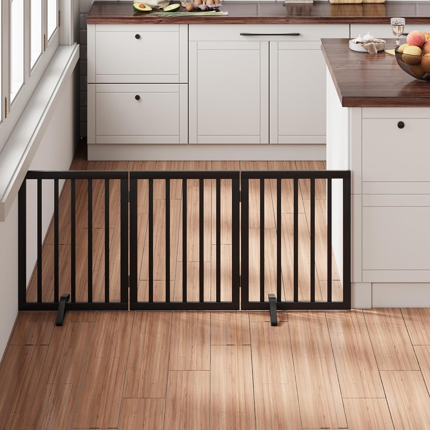 Black 18-55" Foldable Pet Gate for Stairs & Doorways, Puppy Gate Fence