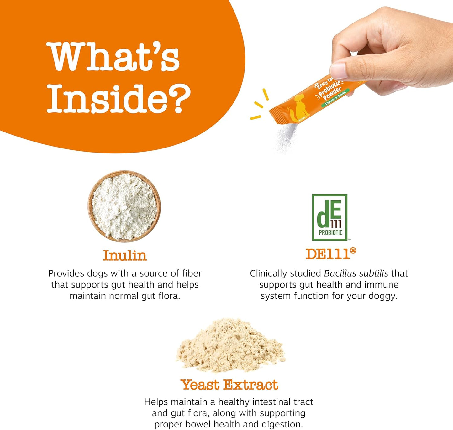 Zesty Paws Powder Probiotics for Dogs - Meal Topper for Digestive, Immune System Support - Premium DE111 Dog Probiotics for Digestive Health - Inulin Fiber & Yeast Extract - Pumpkin Flavor - 30 Ct