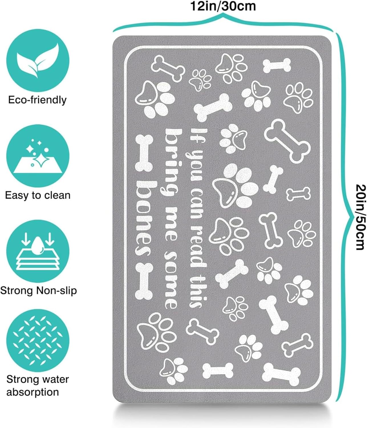 Pet Feeding Mat for Floors Waterproof Dog Mat for Food and Water Absorbent Quick Dry Non Slip mat for Cat Bowls