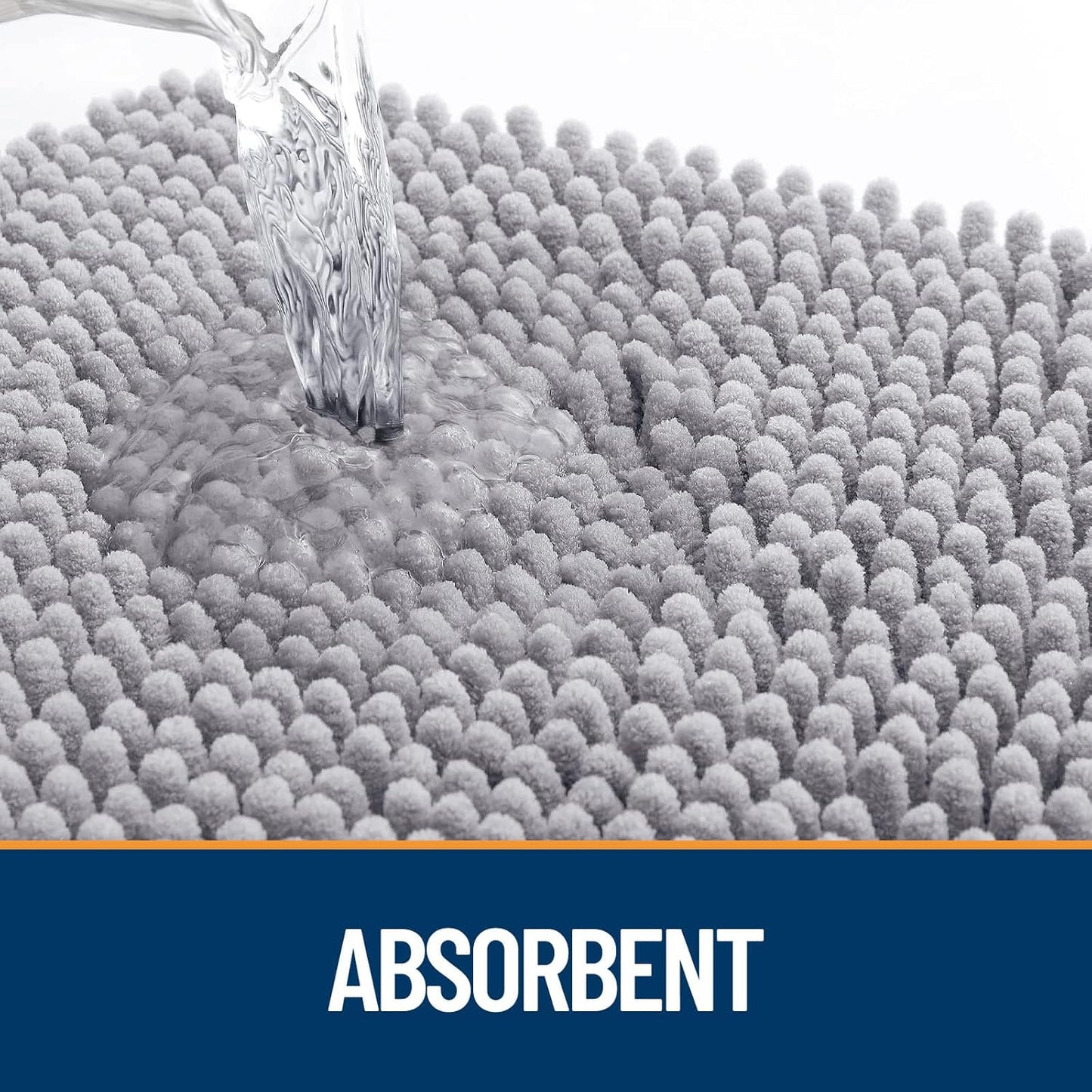 OLANLY Dog Door Mat for Muddy Paws 59x24, Absorbs Moisture and Dirt, Absorbent Non-Slip Washable Doormat, Quick Dry Chenille Mud Mat for Dogs, Entry Indoor Entryway Carpet for Inside Floor, Light Grey