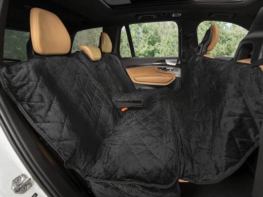 Plush Paws Products Velvet Convertible Rear Seat Cover | Durable Diamond Stitching | Washable & Waterproof Back Seat Cover | Car, Truck & SUV | Nonslip, Tear Resistant Protection | X-Large Charcoal