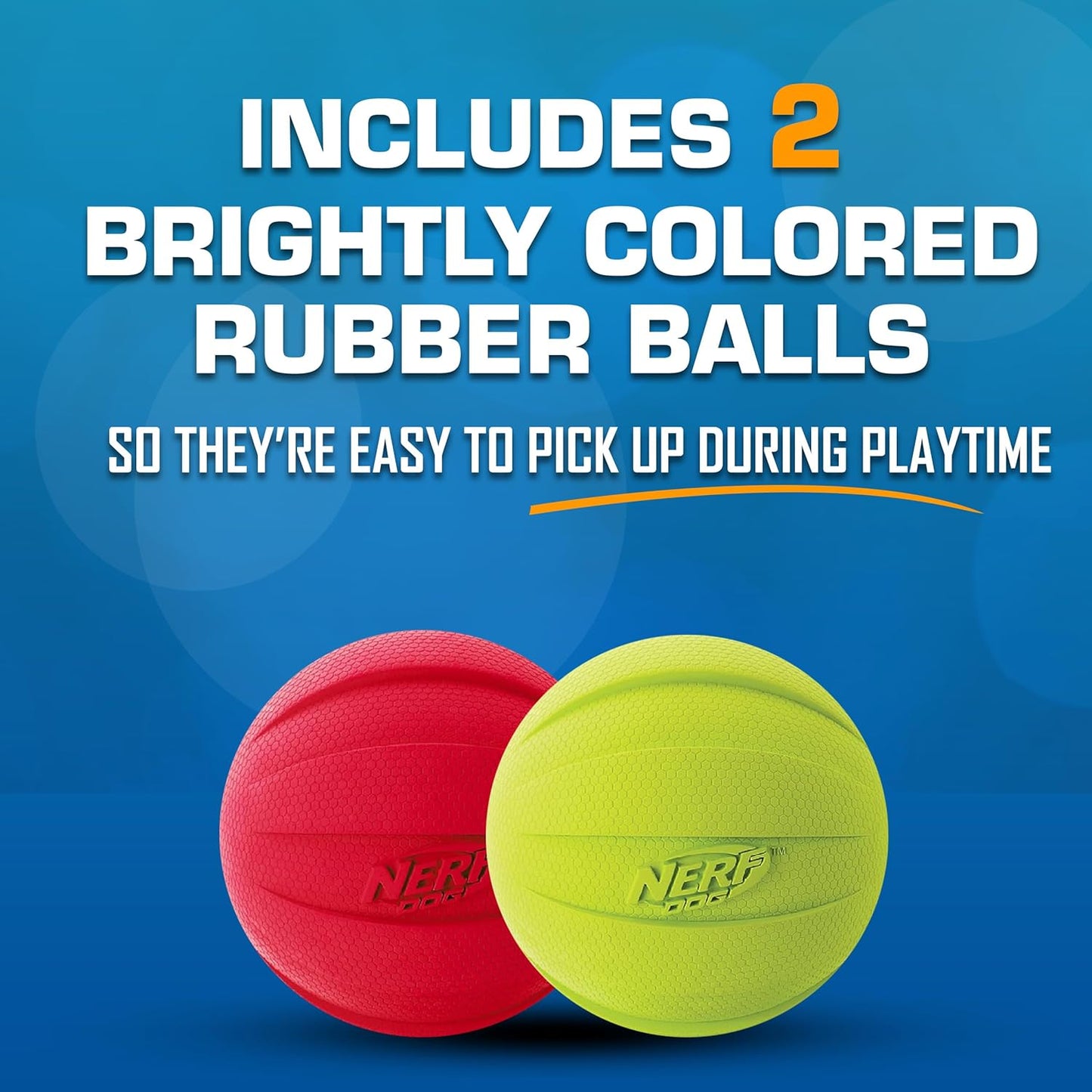 Nerf Dog Classic Squeak Ball Outdoor Dog Toys, 3.8 Inch Dog Ball Fetch Toy, Squeaking Toy for Medium and Large Breeds, Green/Red, 2 Count