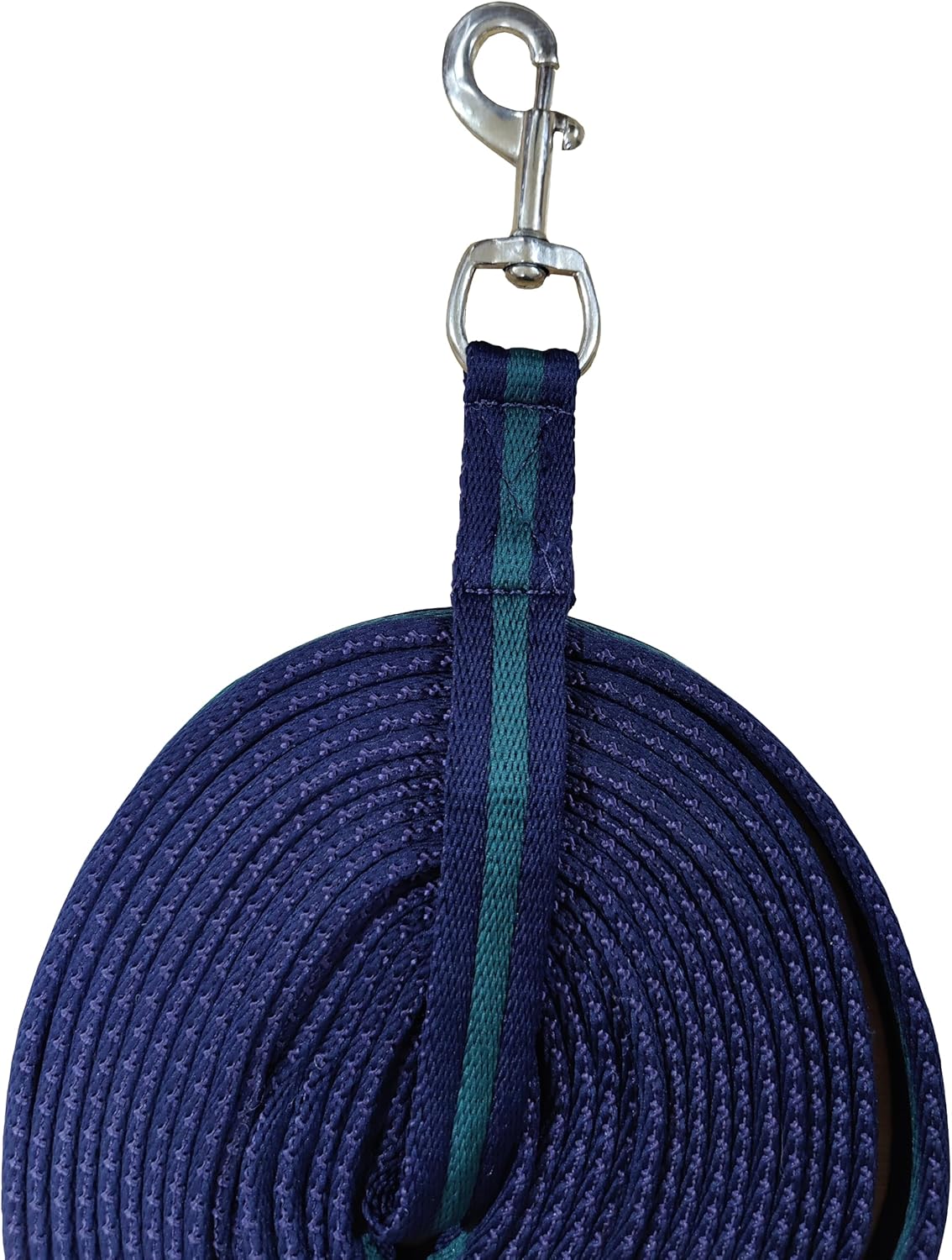 Soft Padded Lunge Line Rein Lead for Horses 27ft Looped Handle Swivel Clip (Navy/Green)