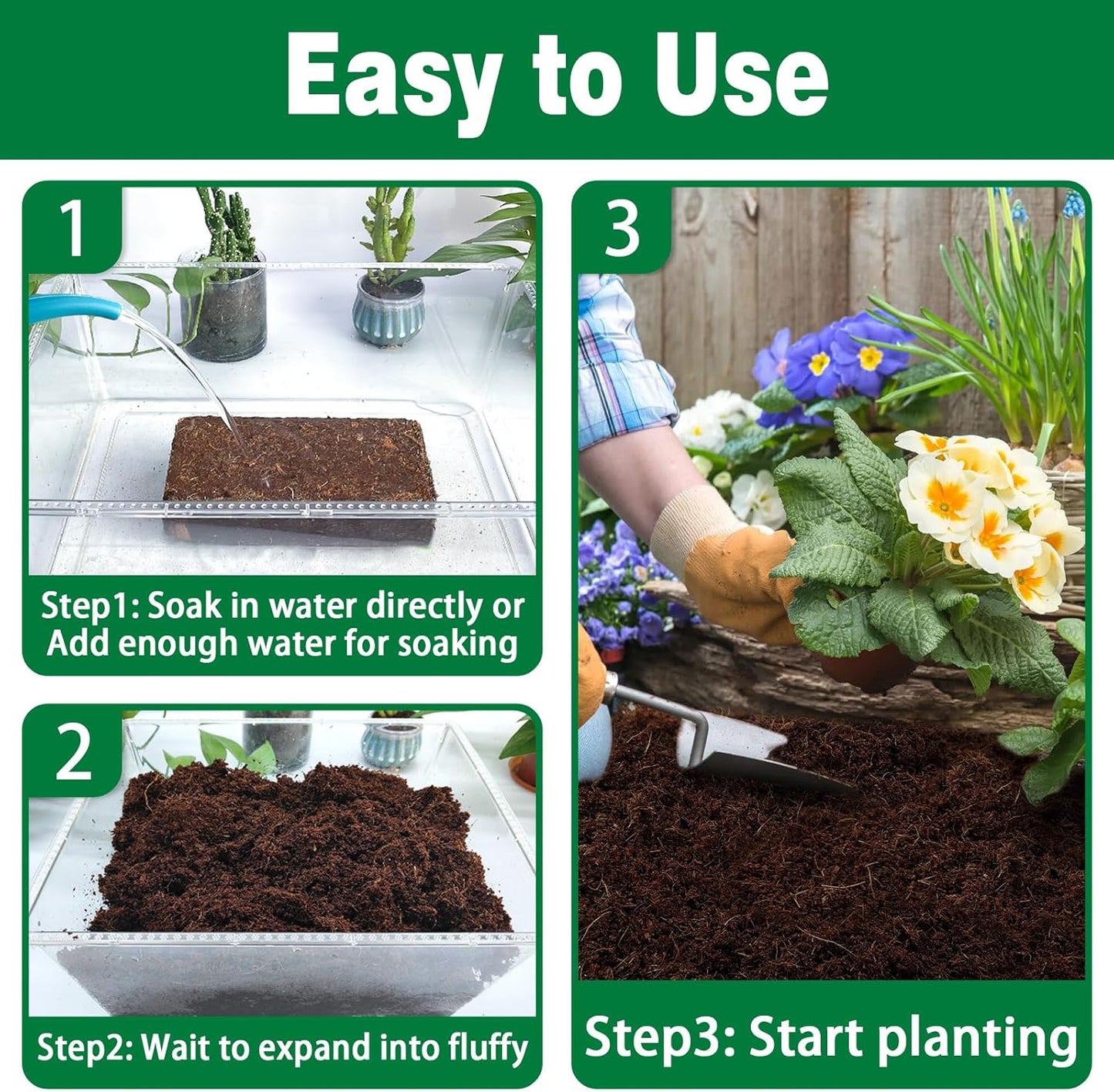 ZeeDix 4 Pcs Premium Coco Coir Brick - 100% Organic Compressed Coconut Coir Starting Mix, Coco Fiber with Low EC and PH Balance for Gardening, Potting Soil, Herbs