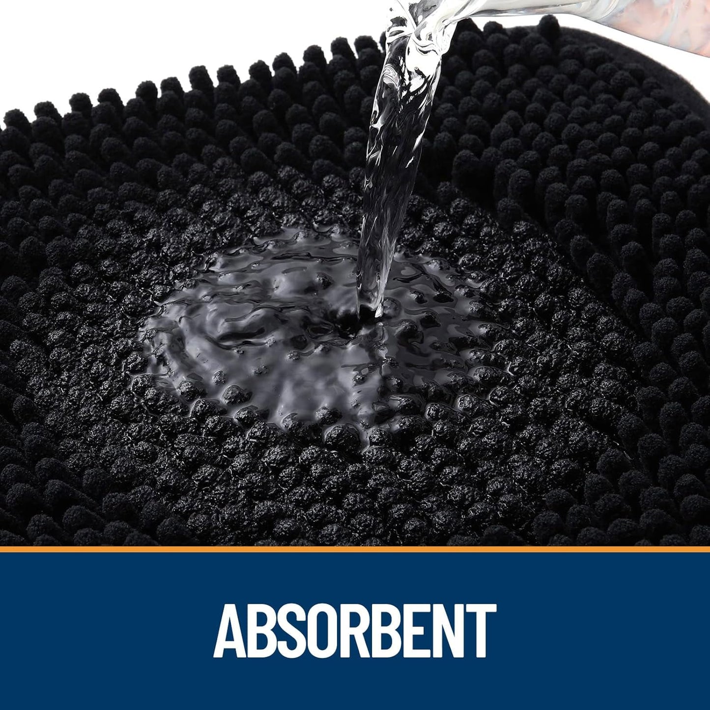 OLANLY Dog Door Mat for Muddy Paws 44x24, Absorbs Moisture and Dirt, Absorbent Non-Slip Washable Doormat, Quick Dry Chenille Mud Mat for Dogs, Entry Indoor Entryway Carpet for Inside Floor, Black